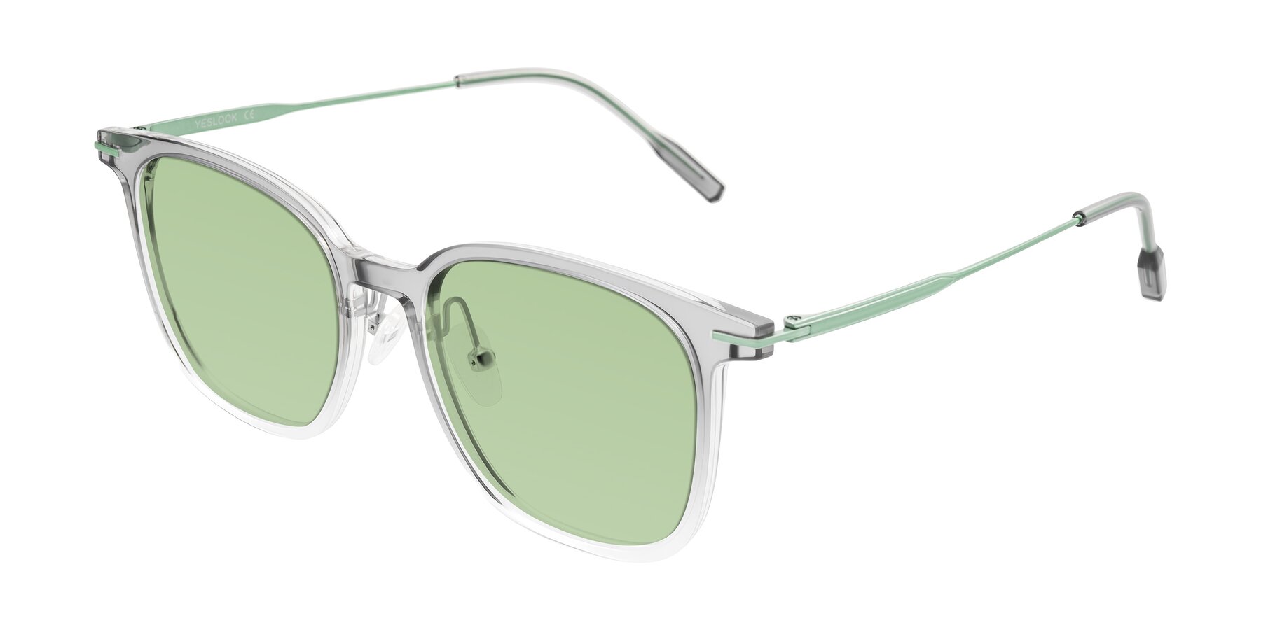 Angle of Oonk in Gradient Light Gray/Clear with Medium Green Tinted Lenses