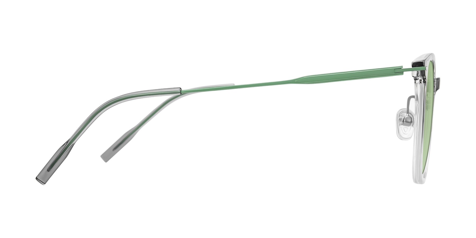 Side of Oonk in Gradient Light Gray/Clear with Medium Green Tinted Lenses
