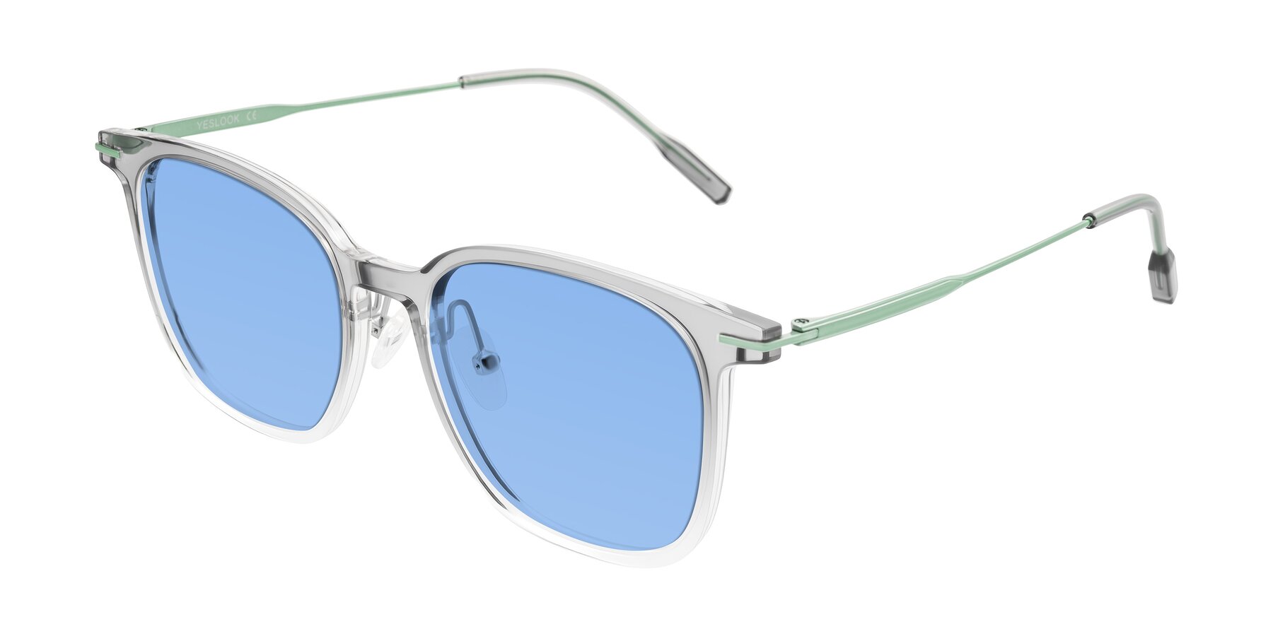 Angle of Oonk in Gradient Light Gray/Clear with Medium Blue Tinted Lenses