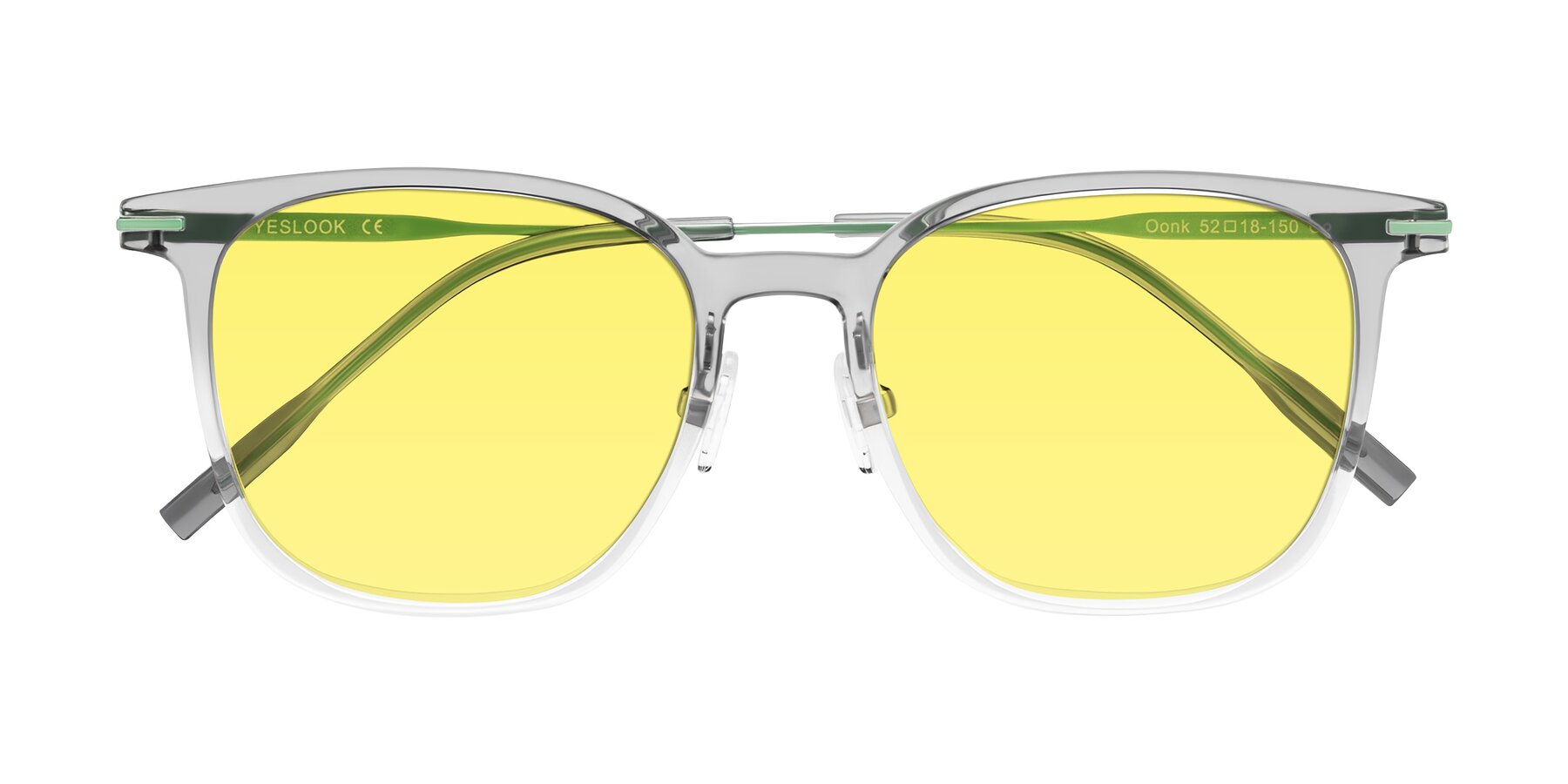 Folded Front of Oonk in Gradient Light Gray/Clear with Medium Yellow Tinted Lenses