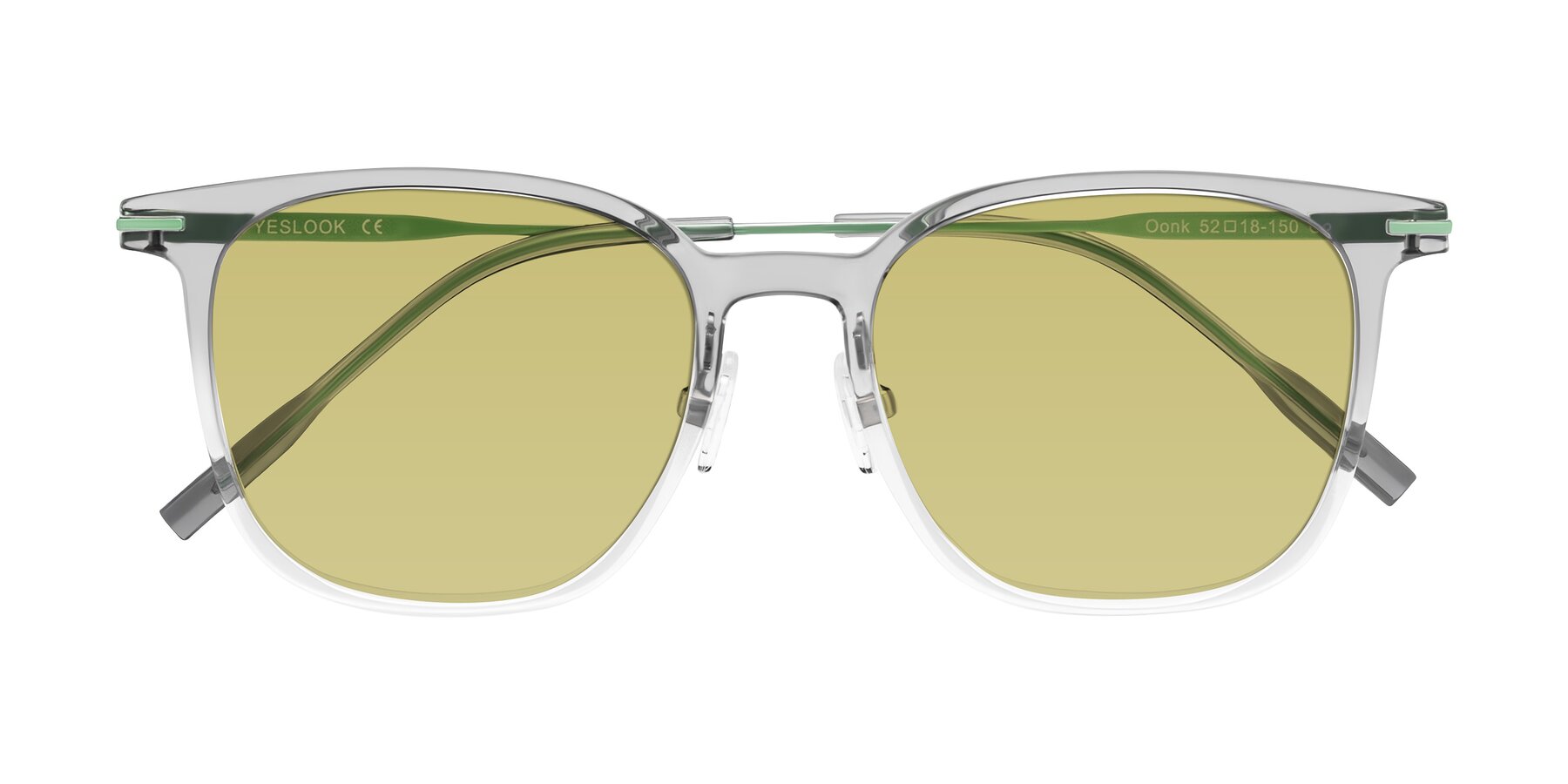 Folded Front of Oonk in Gradient Light Gray/Clear with Medium Champagne Tinted Lenses