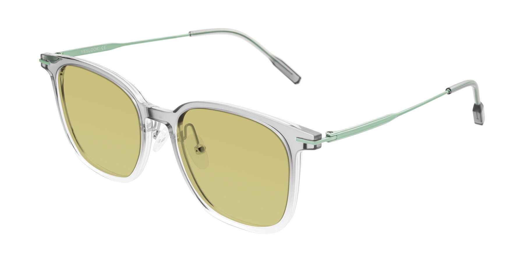 Angle of Oonk in Gradient Light Gray/Clear with Medium Champagne Tinted Lenses