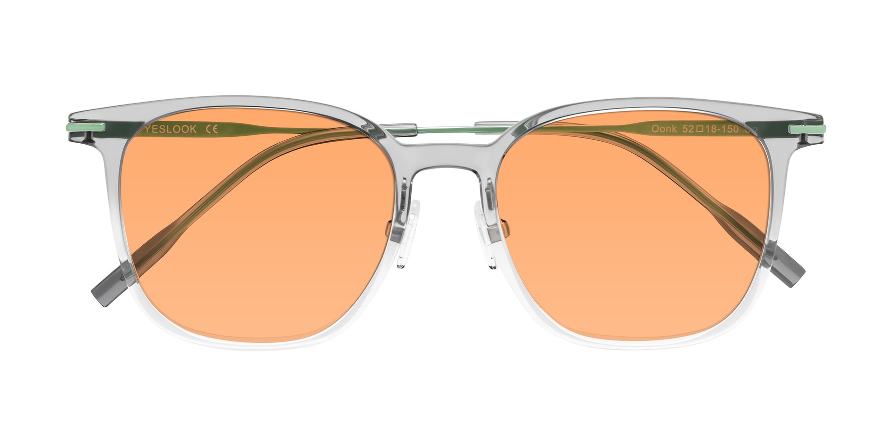 Folded Front of Oonk in Gradient Light Gray/Clear with Medium Orange Tinted Lenses