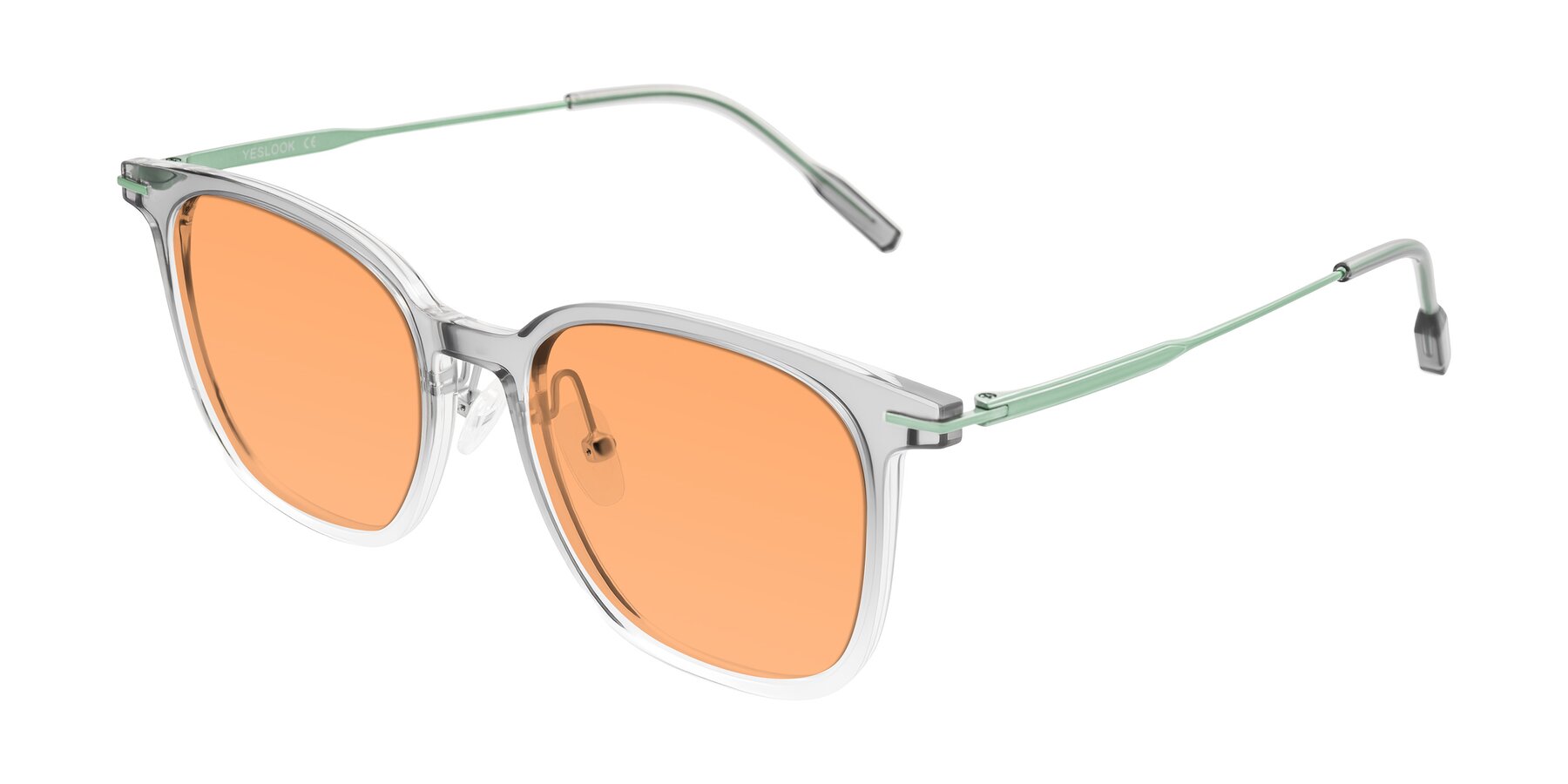 Angle of Oonk in Gradient Light Gray/Clear with Medium Orange Tinted Lenses