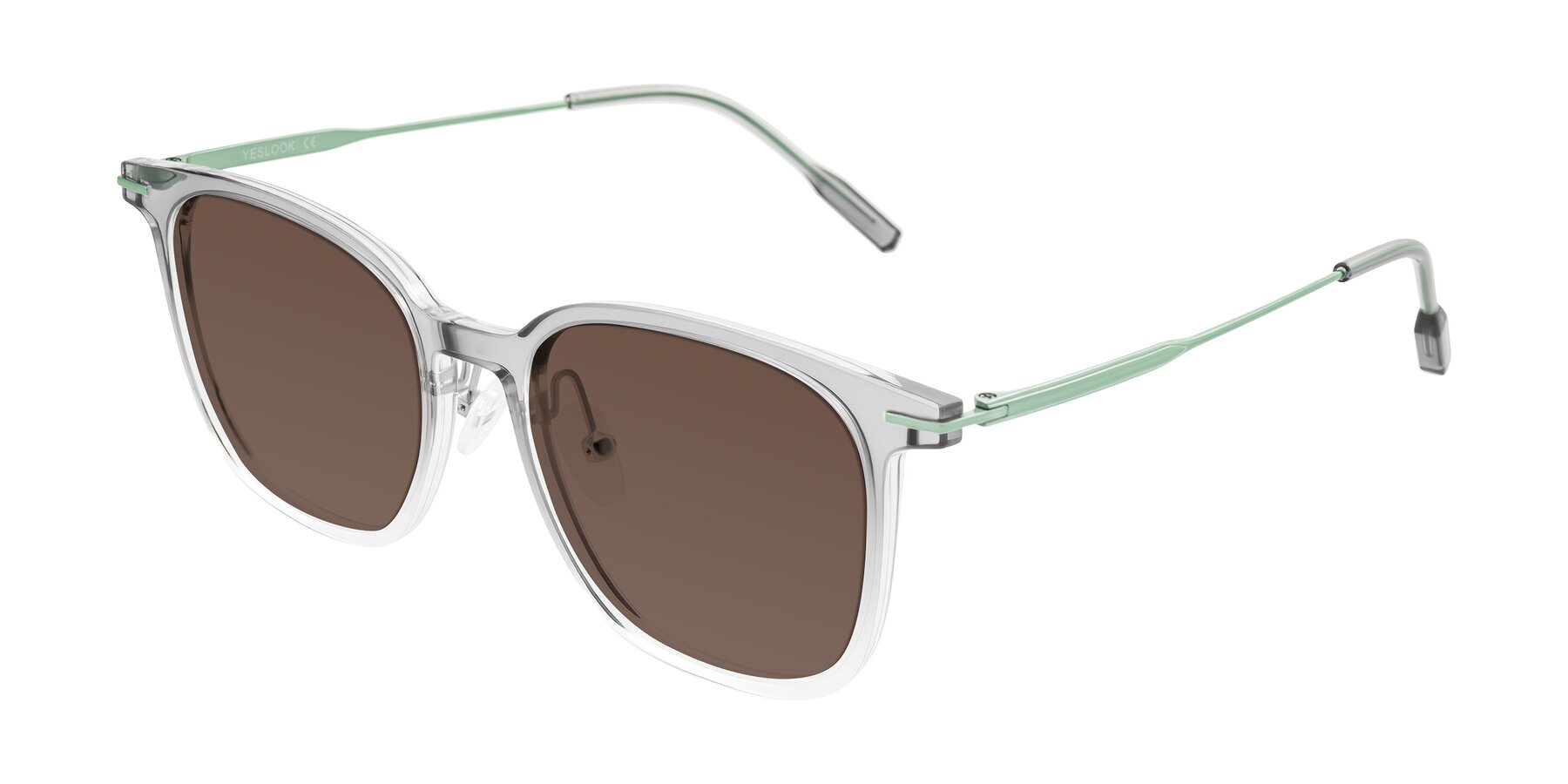 Angle of Oonk in Gradient Light Gray/Clear with Brown Tinted Lenses