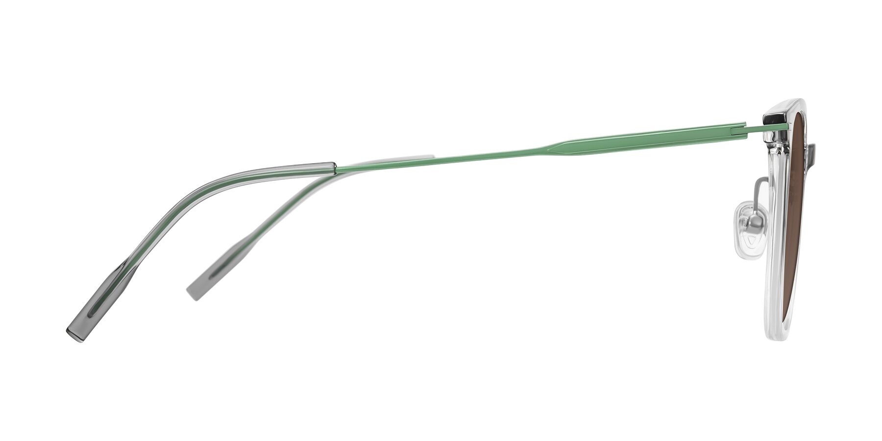 Side of Oonk in Gradient Light Gray/Clear with Brown Tinted Lenses