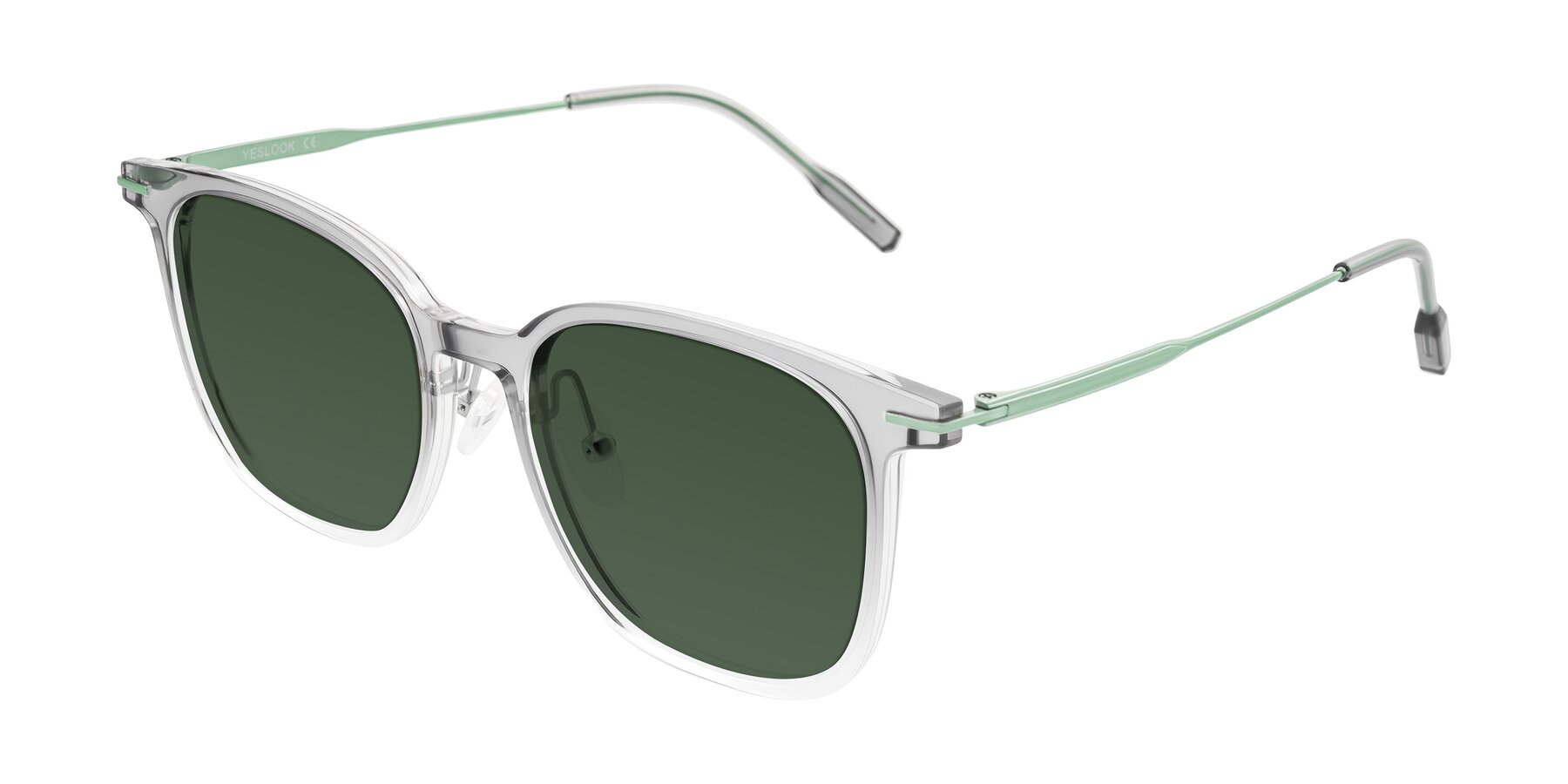 Angle of Oonk in Gradient Light Gray/Clear with Green Tinted Lenses