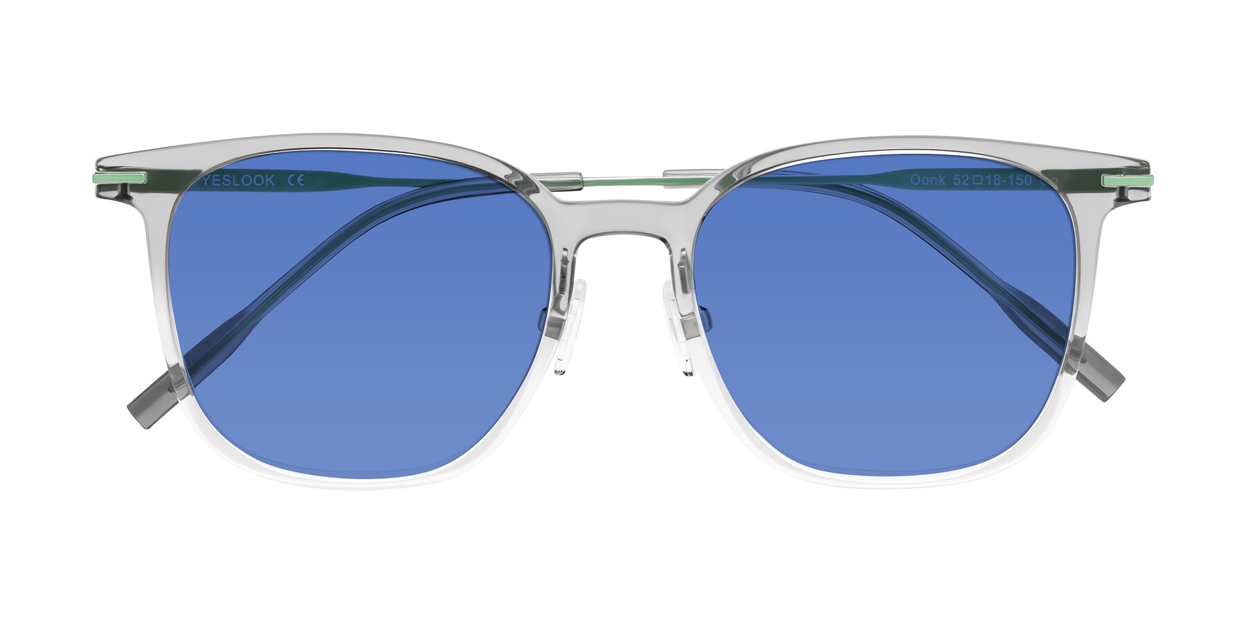 Folded Front of Oonk in Gradient Light Gray/Clear with Blue Tinted Lenses