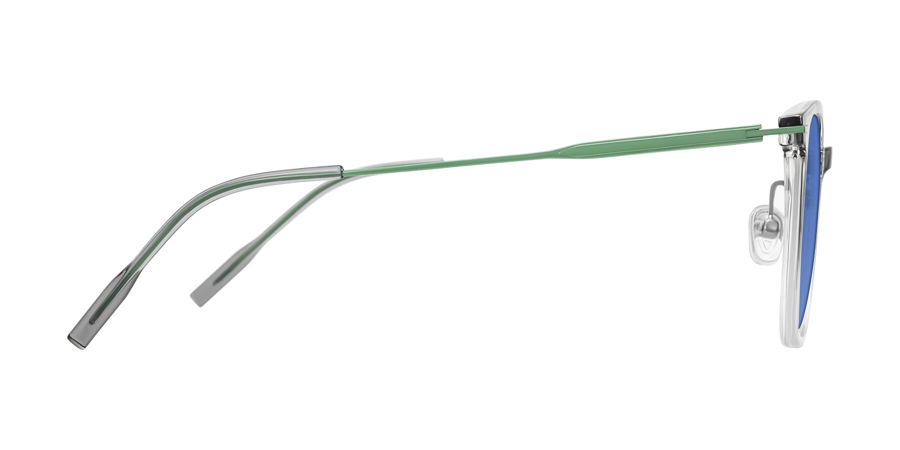 Side of Oonk in Gradient Light Gray/Clear with Blue Tinted Lenses