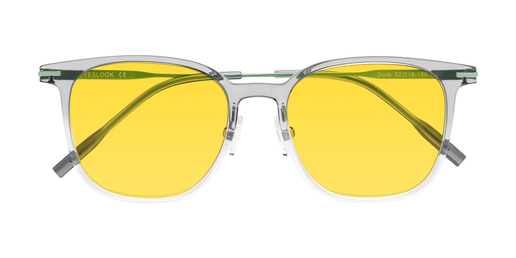 Folded Front of Oonk in Gradient Light Gray/Clear with Yellow Tinted Lenses