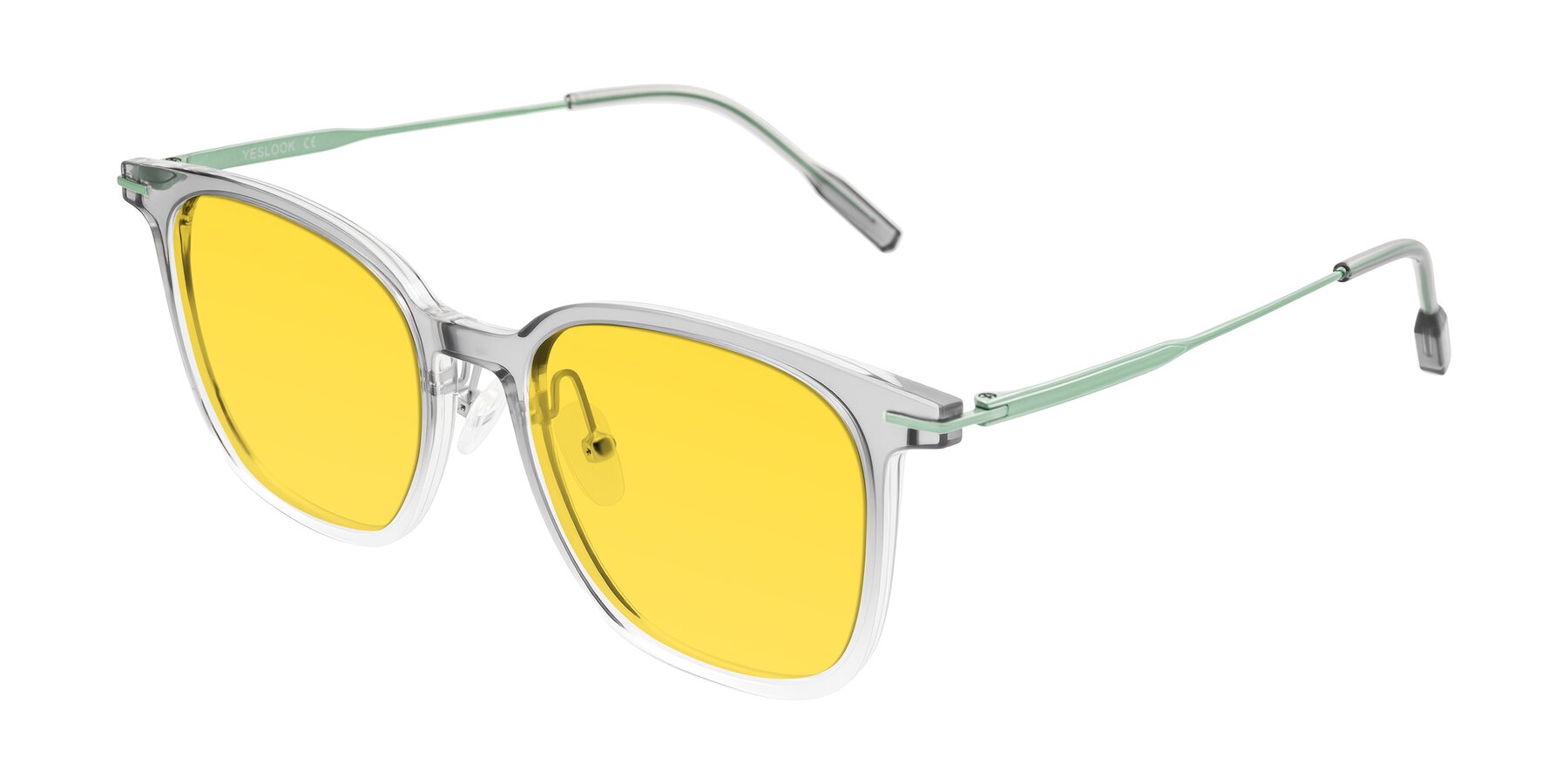 Angle of Oonk in Gradient Light Gray/Clear with Yellow Tinted Lenses