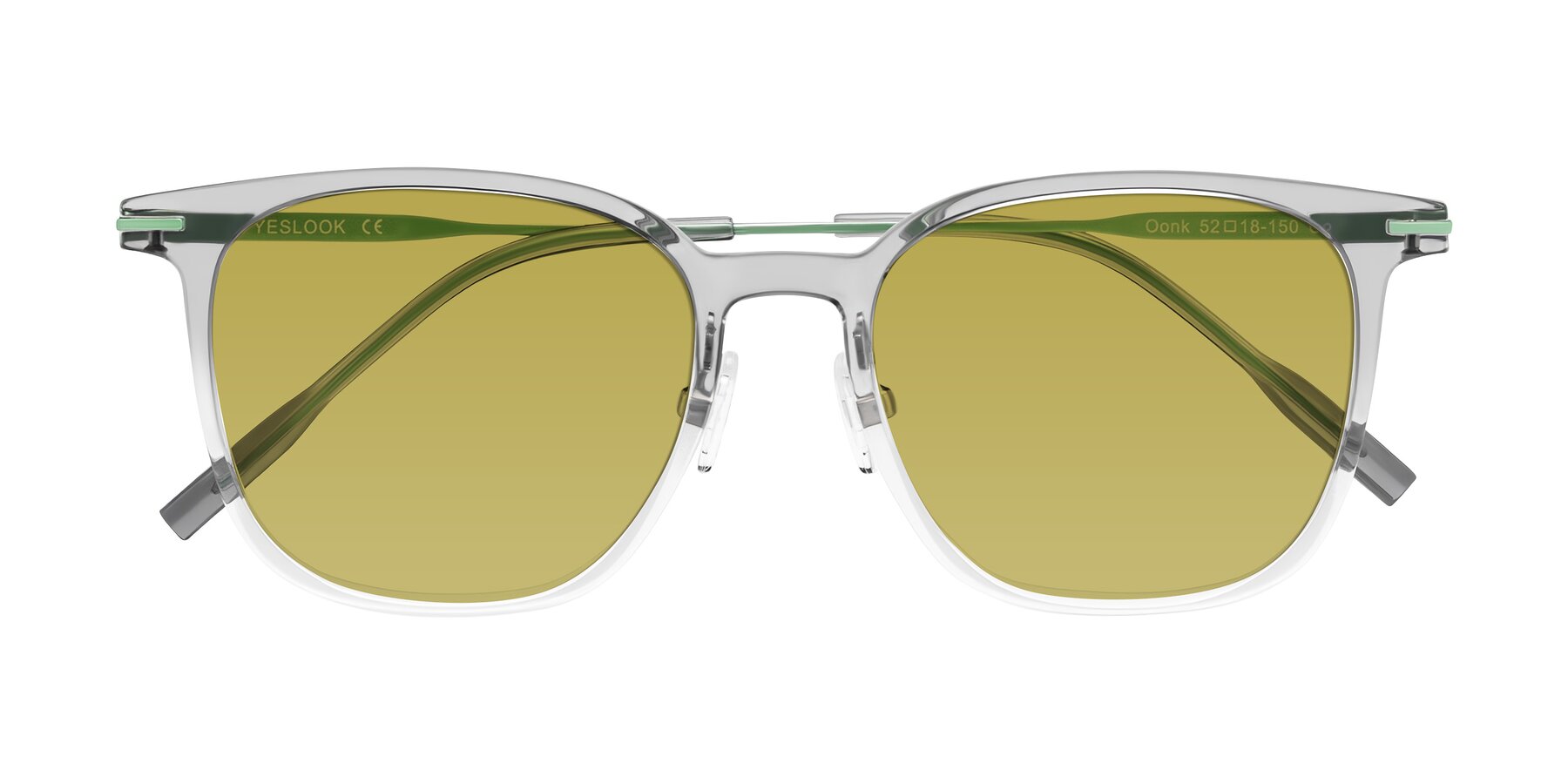 Folded Front of Oonk in Gradient Light Gray/Clear with Champagne Tinted Lenses