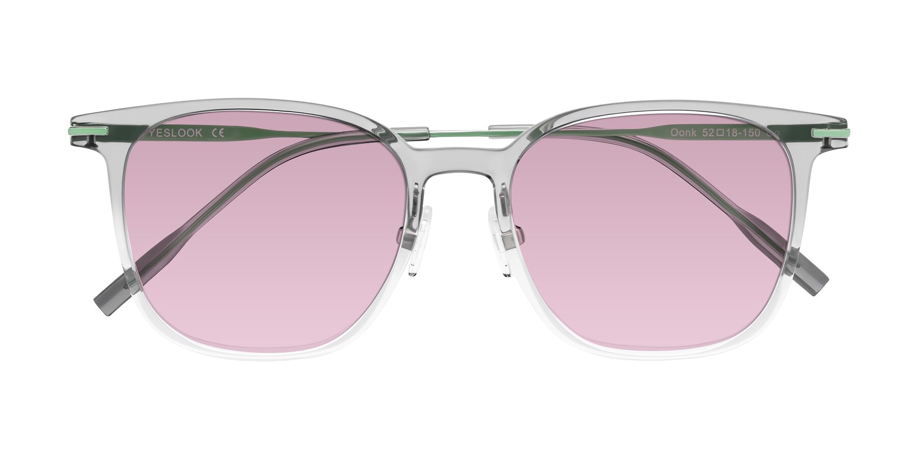 Folded Front of Oonk in Gradient Light Gray/Clear with Light Wine Tinted Lenses