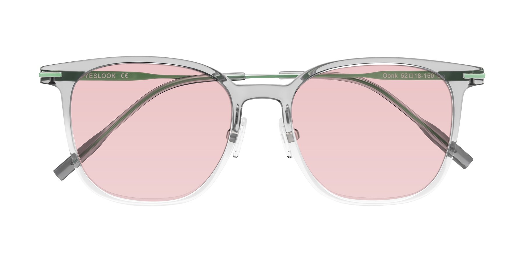 Folded Front of Oonk in Gradient Light Gray/Clear with Light Garnet Tinted Lenses