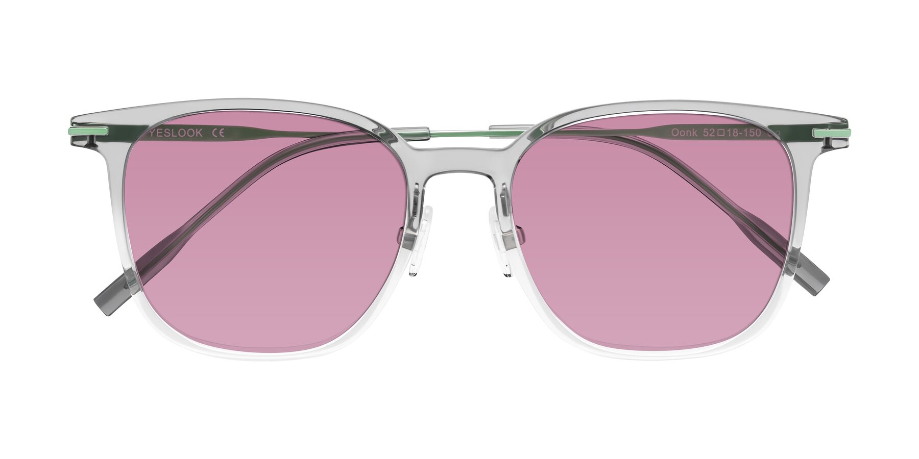 Folded Front of Oonk in Gradient Light Gray/Clear with Medium Wine Tinted Lenses