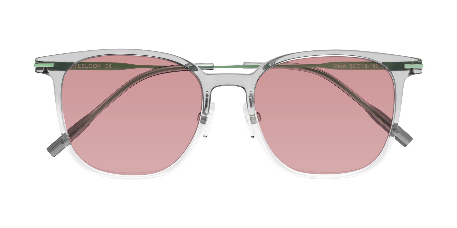 Folded Front of Oonk in Gradient Light Gray/Clear with Medium Garnet Tinted Lenses