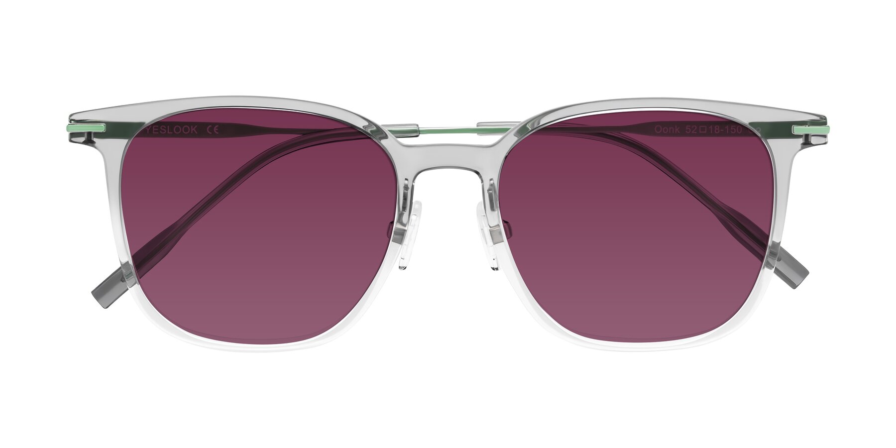 Folded Front of Oonk in Gradient Light Gray/Clear with Wine Tinted Lenses
