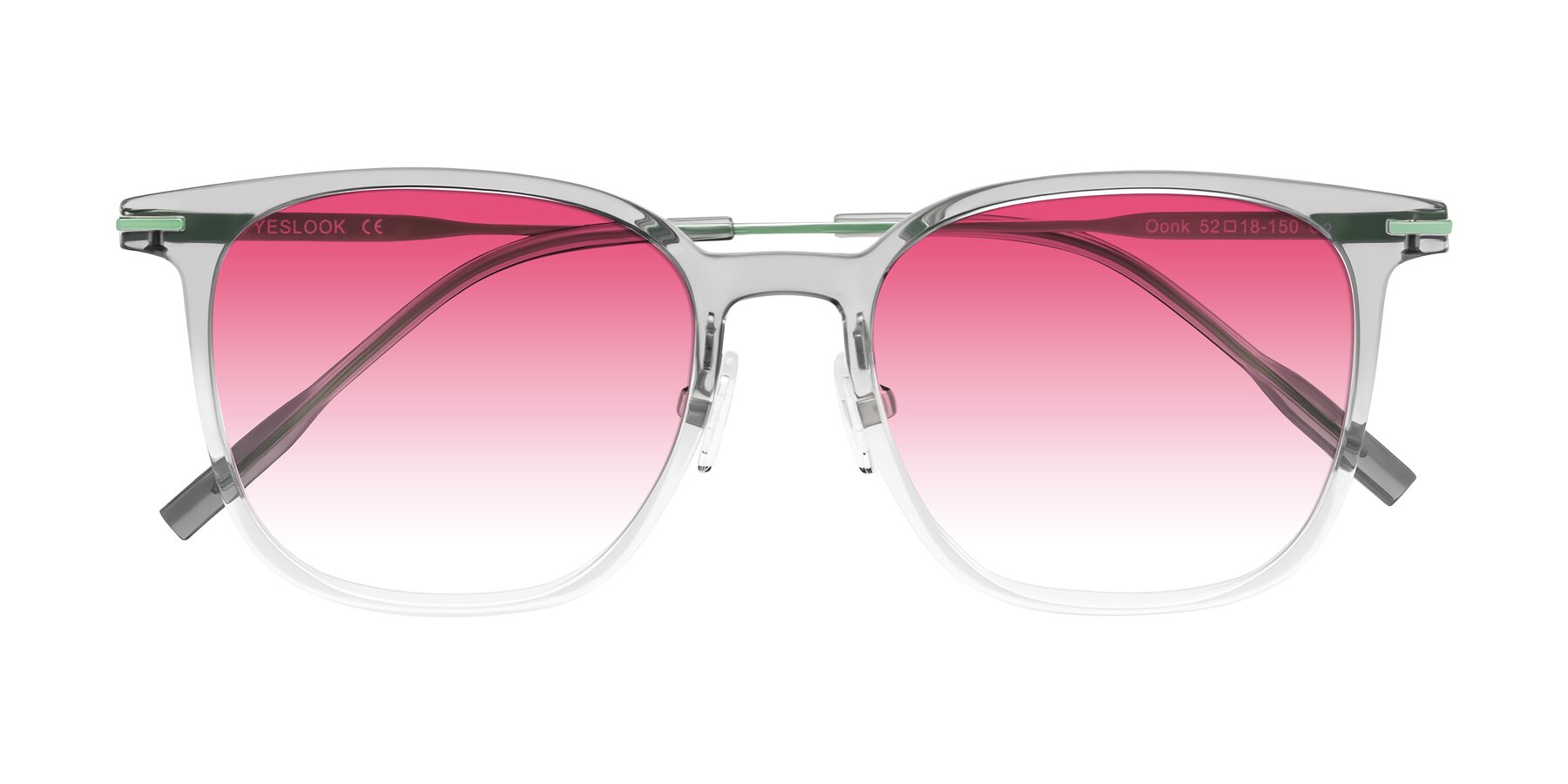 Folded Front of Oonk in Gradient Light Gray/Clear with Pink Gradient Lenses