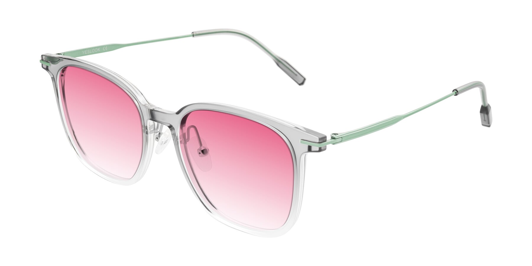 Angle of Oonk in Gradient Light Gray/Clear with Pink Gradient Lenses
