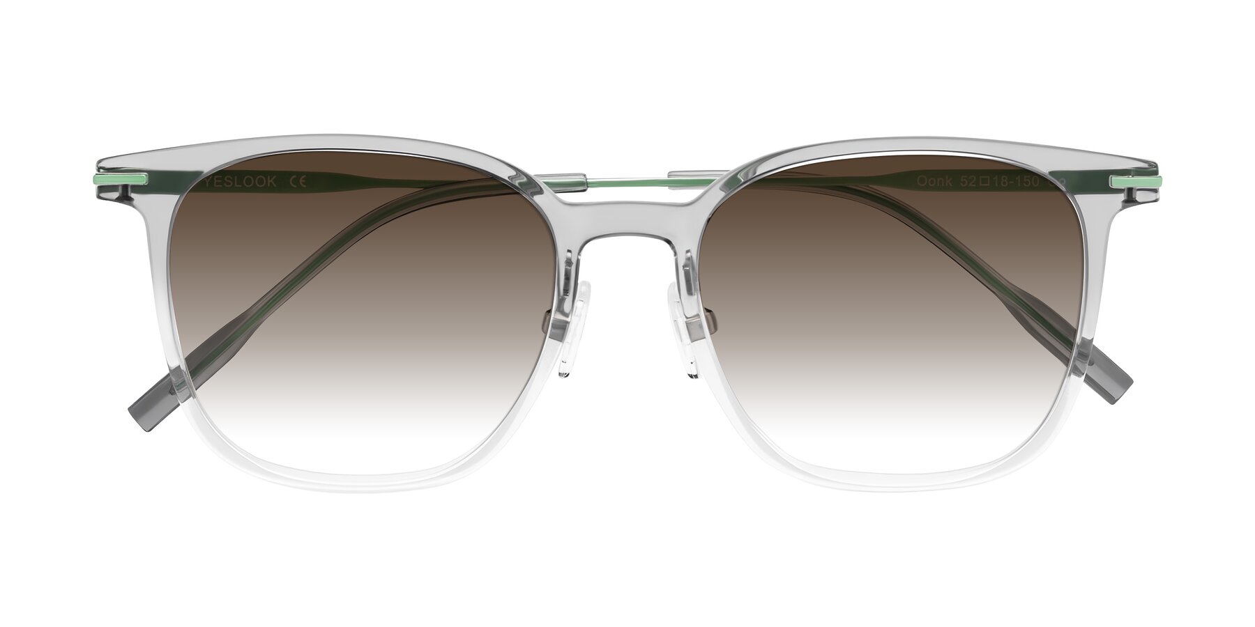 Folded Front of Oonk in Gradient Light Gray/Clear with Brown Gradient Lenses