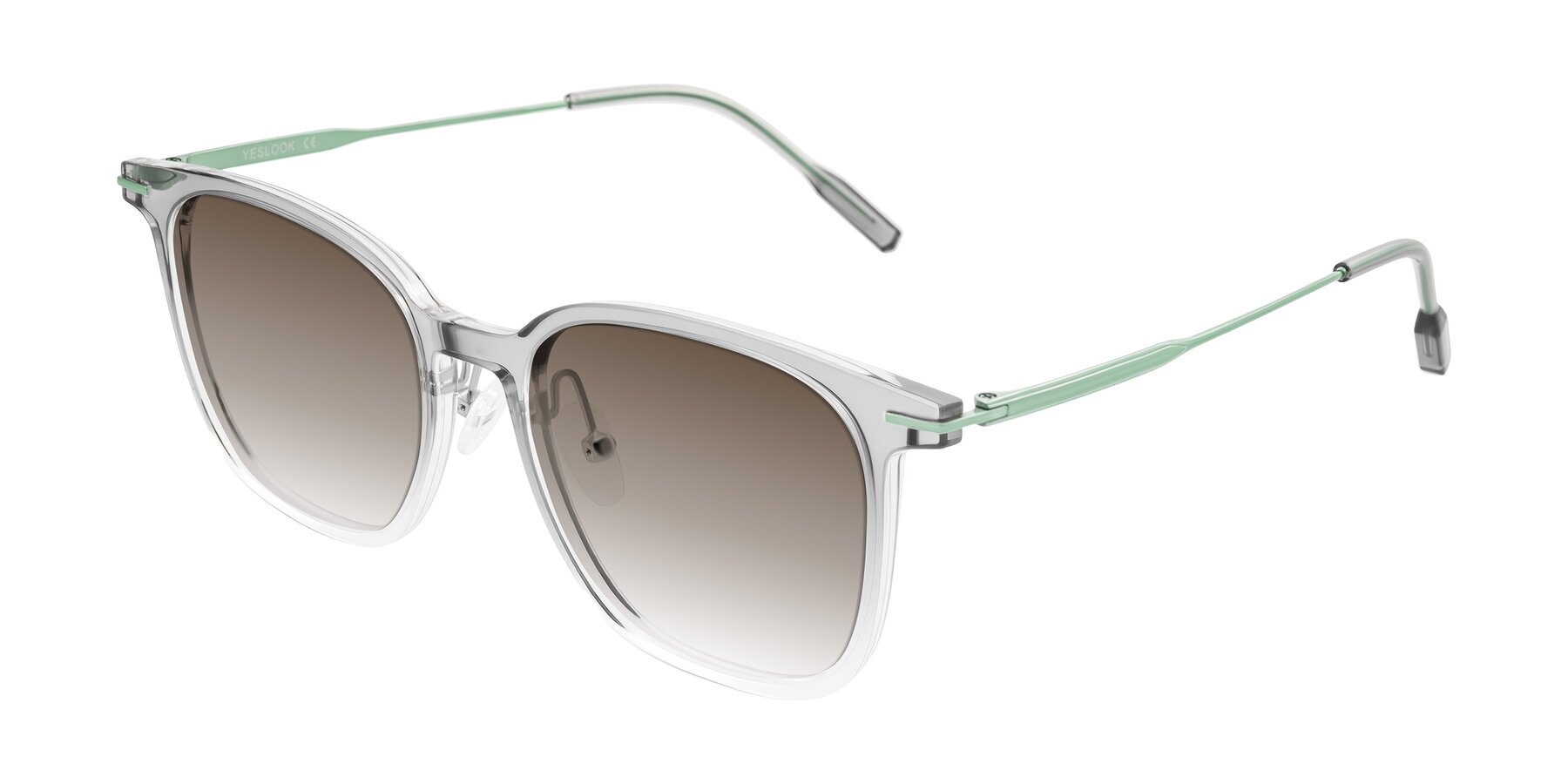 Angle of Oonk in Gradient Light Gray/Clear with Brown Gradient Lenses