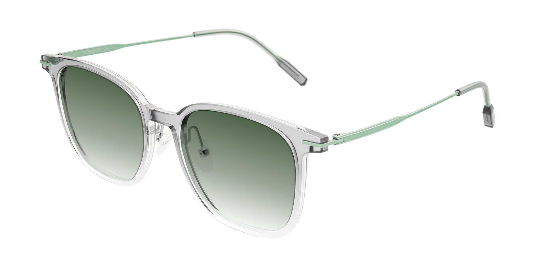Angle of Oonk in Gradient Light Gray/Clear with Green Gradient Lenses