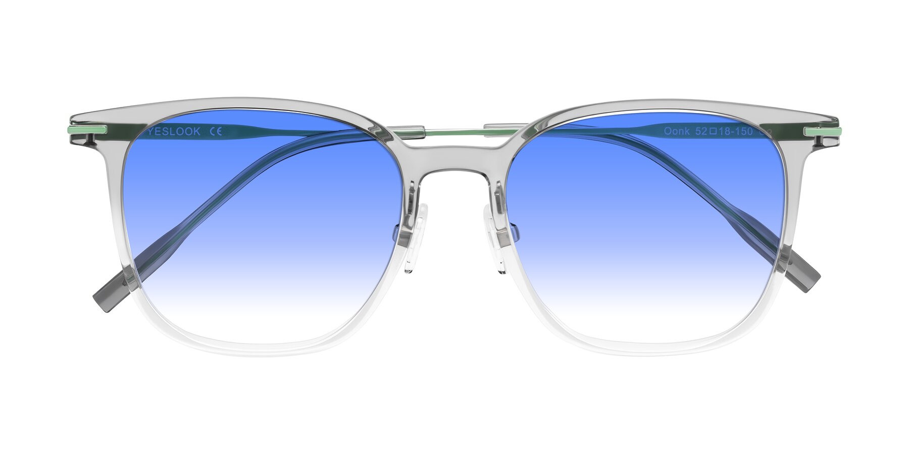 Folded Front of Oonk in Gradient Light Gray/Clear with Blue Gradient Lenses
