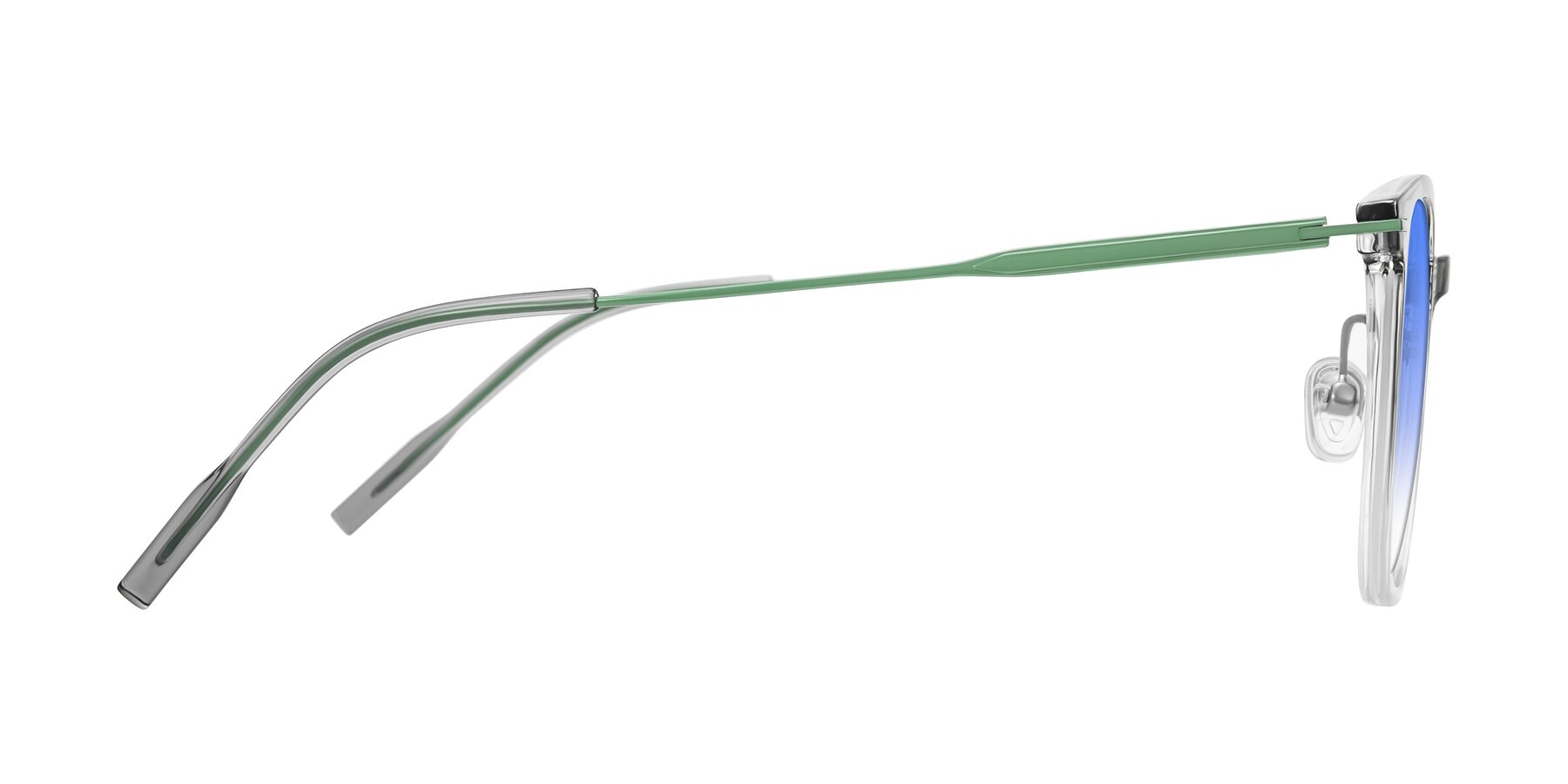Side of Oonk in Gradient Light Gray/Clear with Blue Gradient Lenses