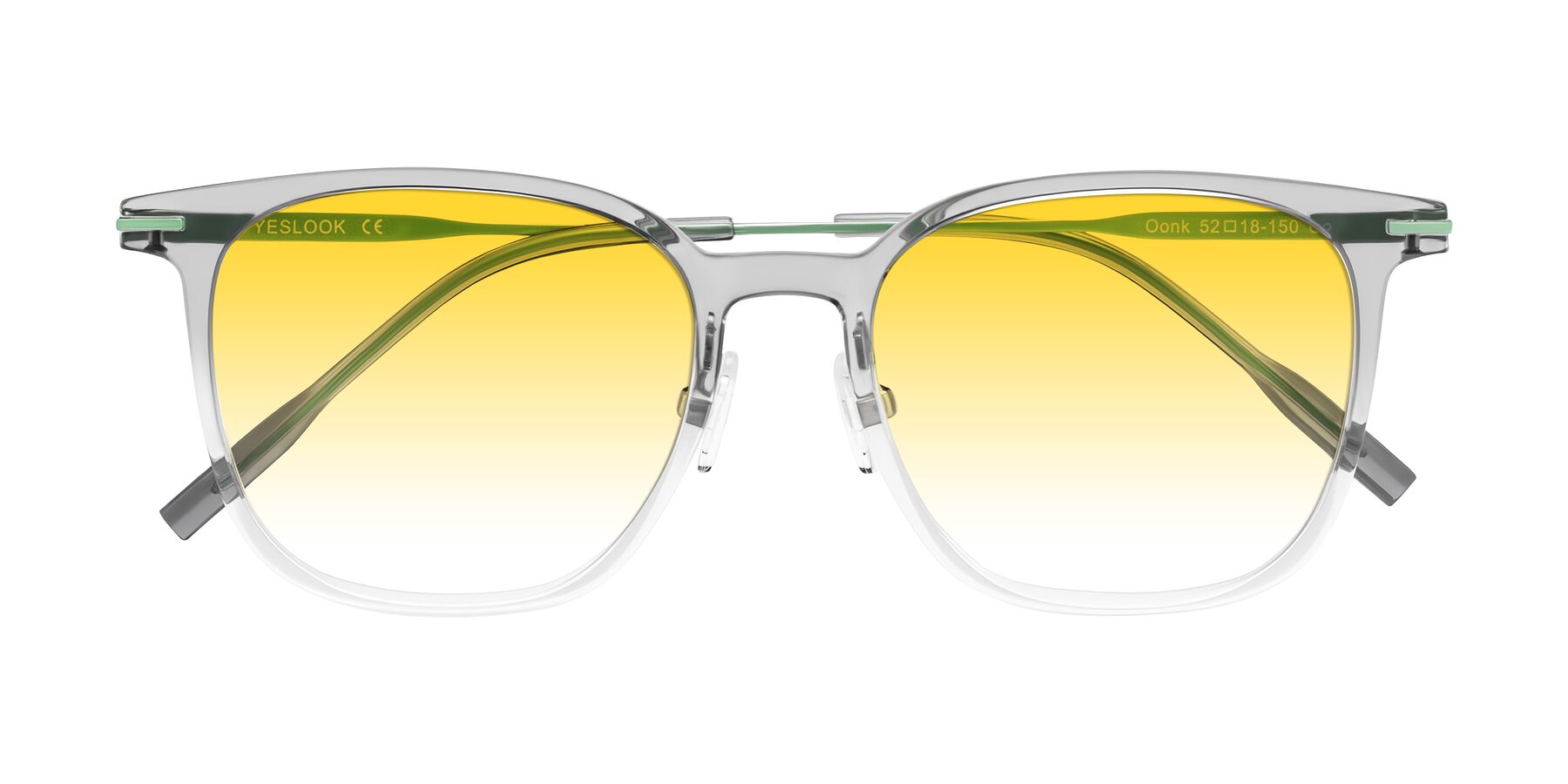Folded Front of Oonk in Gradient Light Gray/Clear with Yellow Gradient Lenses