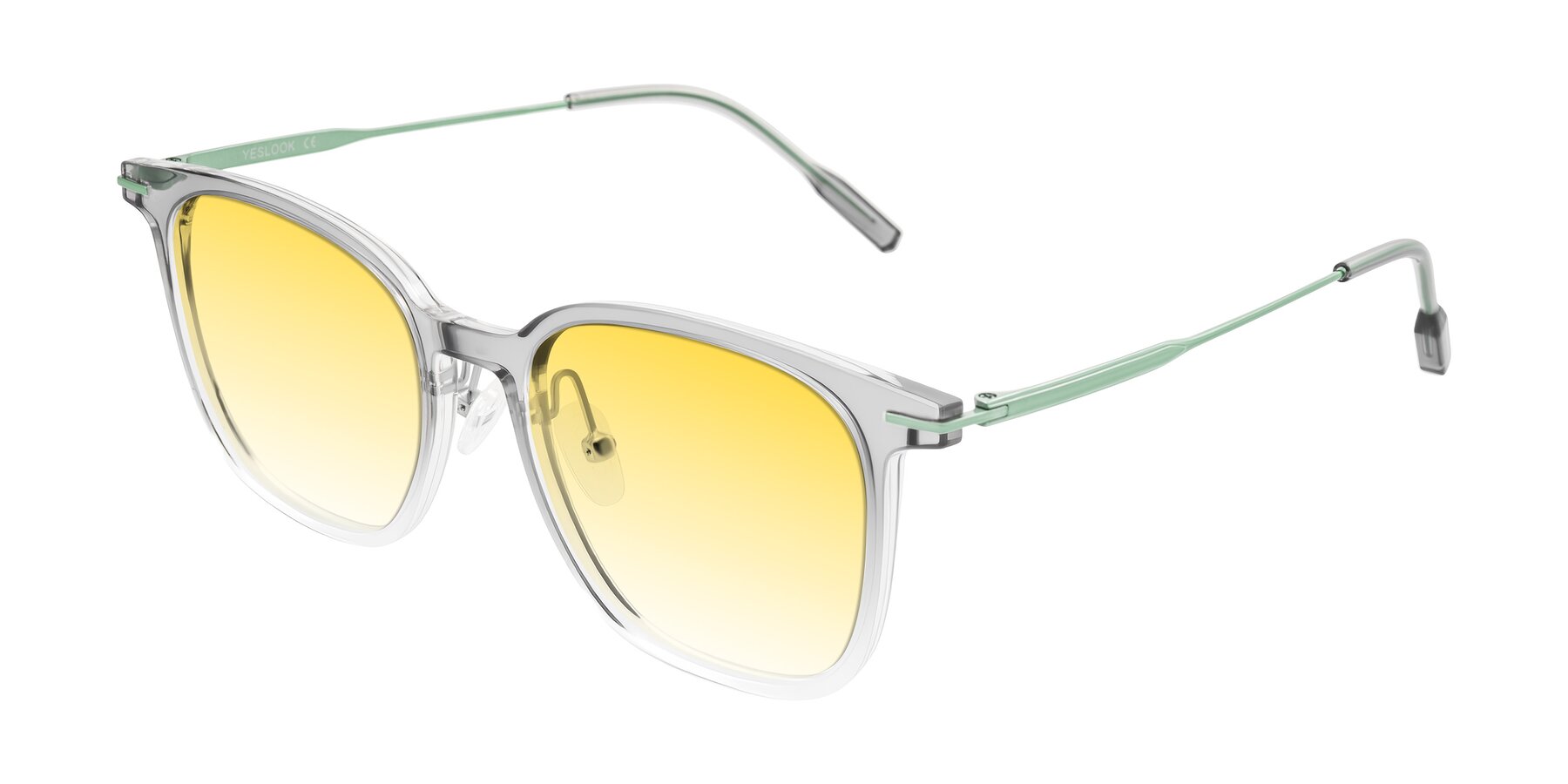 Angle of Oonk in Gradient Light Gray/Clear with Yellow Gradient Lenses