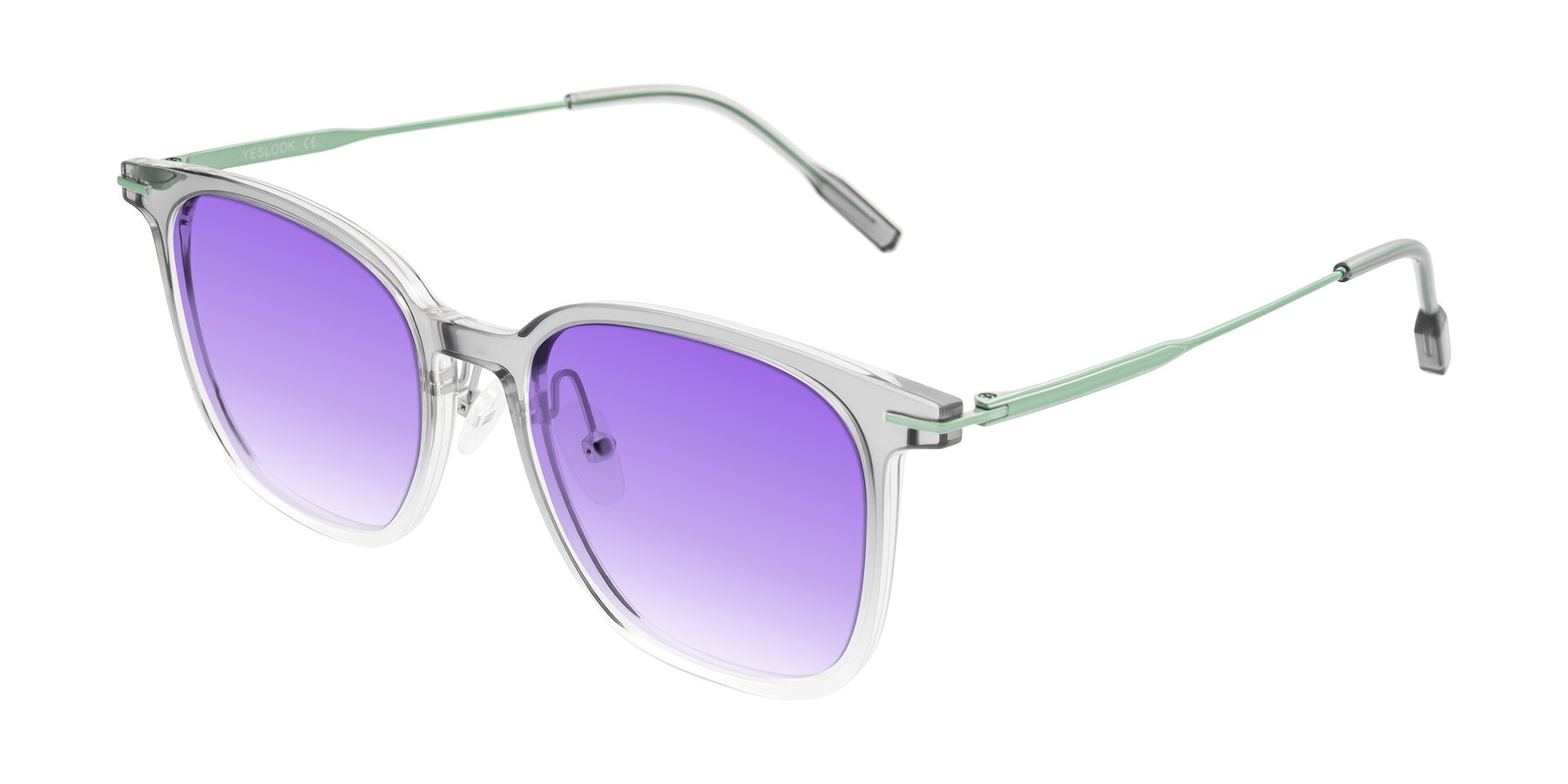 Angle of Oonk in Gradient Light Gray/Clear with Purple Gradient Lenses