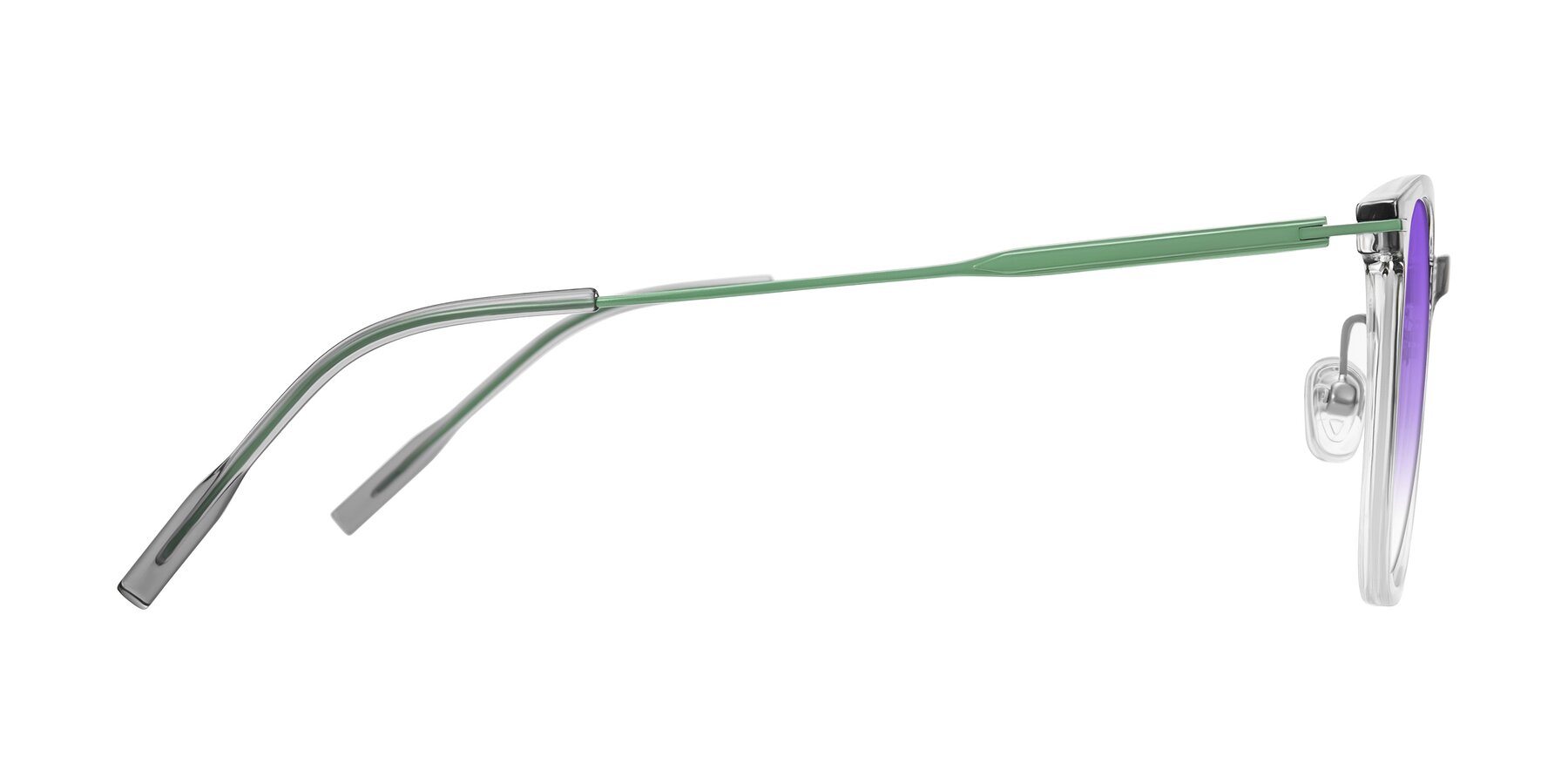 Side of Oonk in Gradient Light Gray/Clear with Purple Gradient Lenses