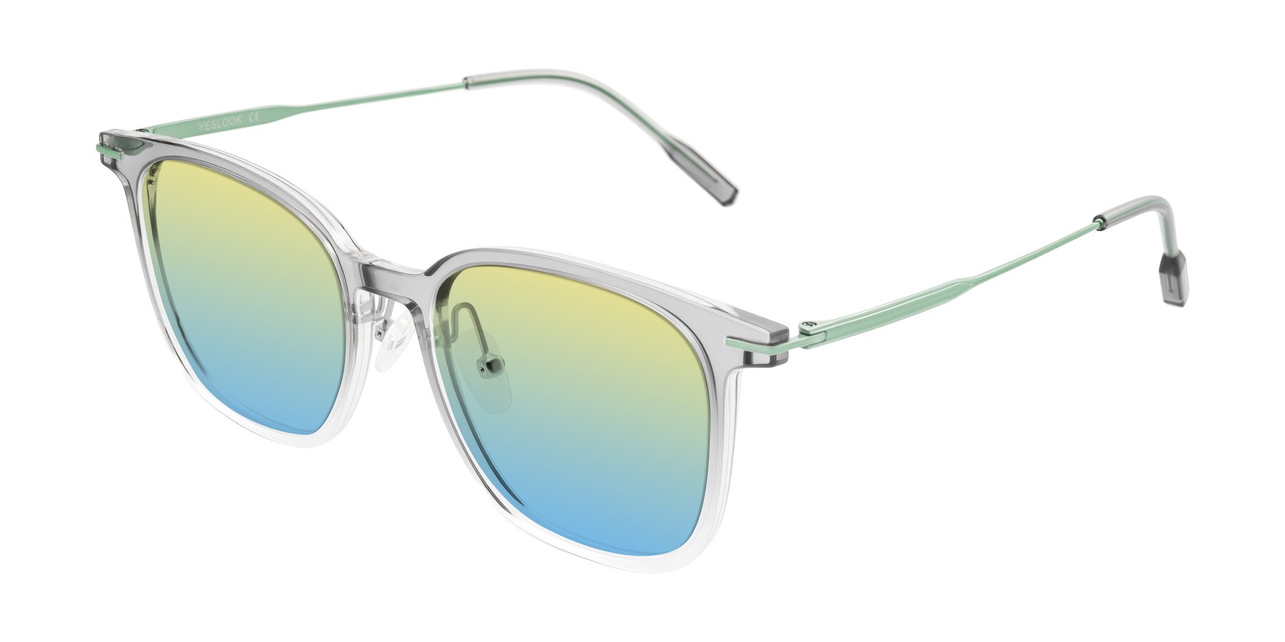 Angle of Oonk in Gradient Light Gray/Clear with Yellow / Blue Gradient Lenses