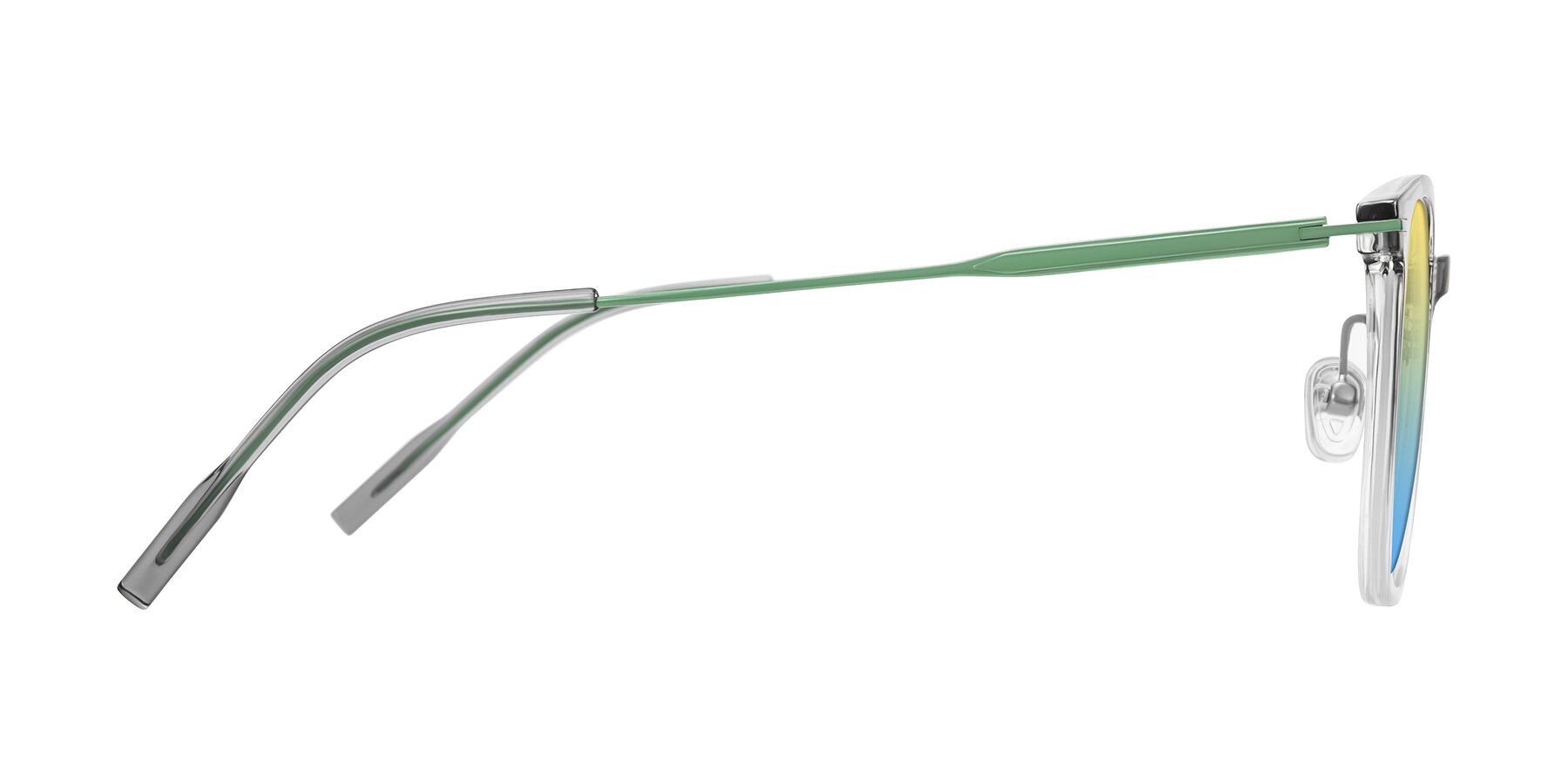 Side of Oonk in Gradient Light Gray/Clear with Yellow / Blue Gradient Lenses