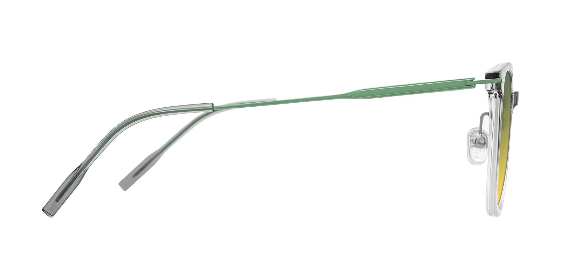 Side of Oonk in Gradient Light Gray/Clear with Green / Yellow Gradient Lenses