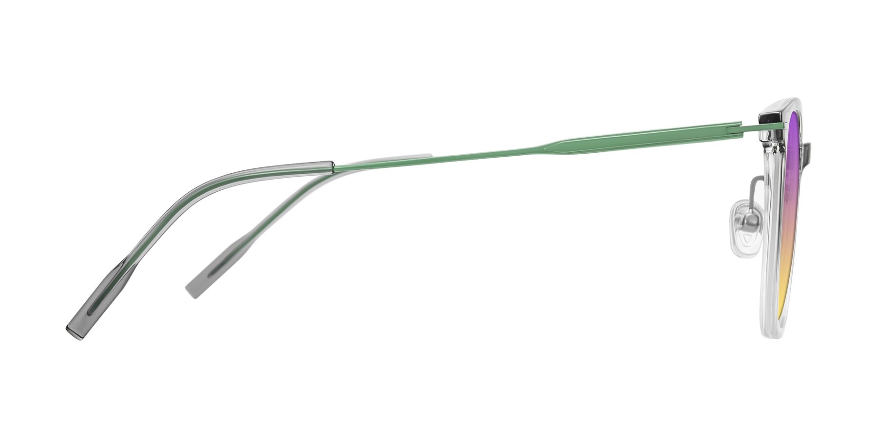 Side of Oonk in Gradient Light Gray/Clear with Purple / Yellow Gradient Lenses