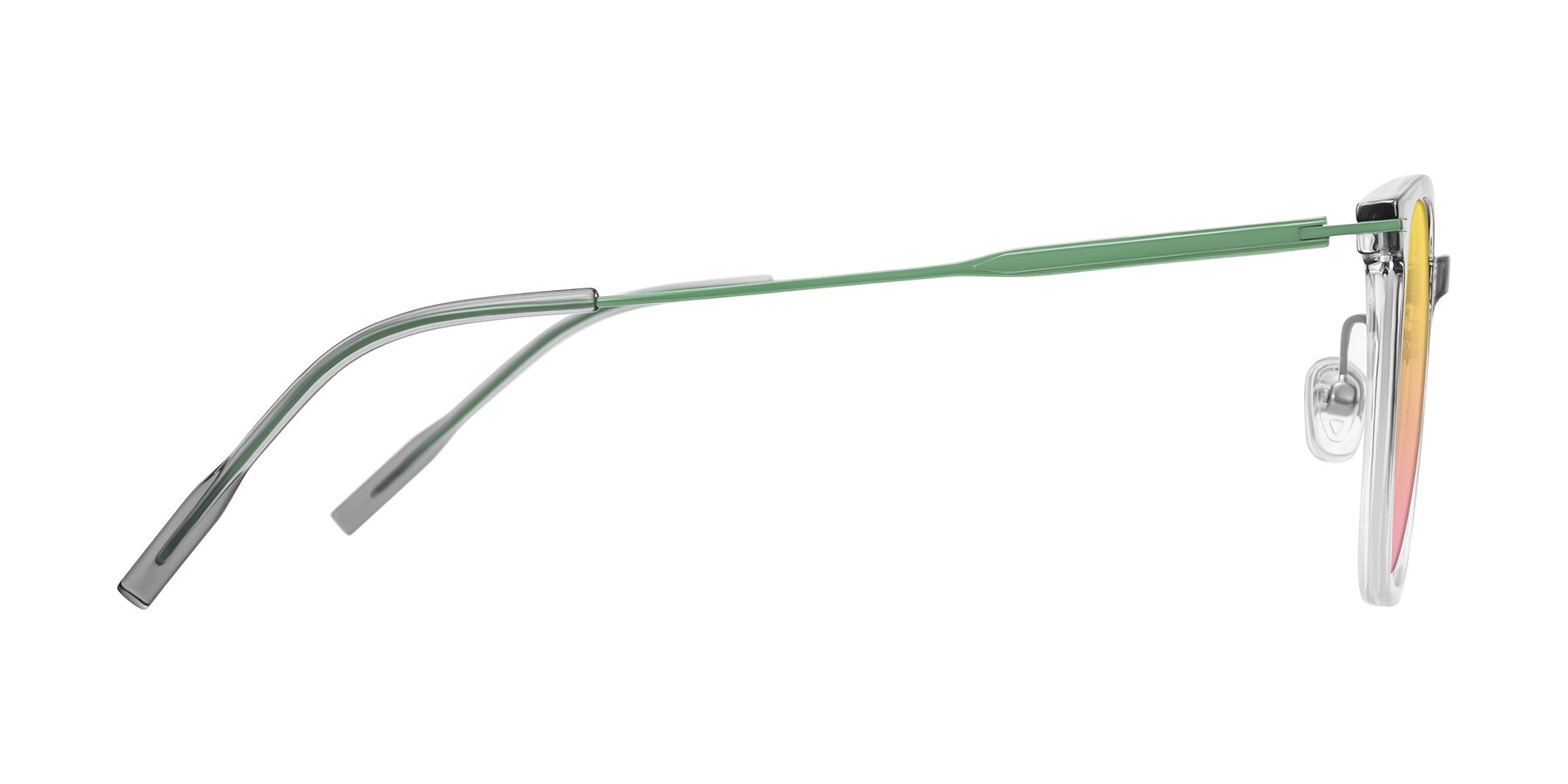 Side of Oonk in Gradient Light Gray/Clear with Yellow / Pink Gradient Lenses