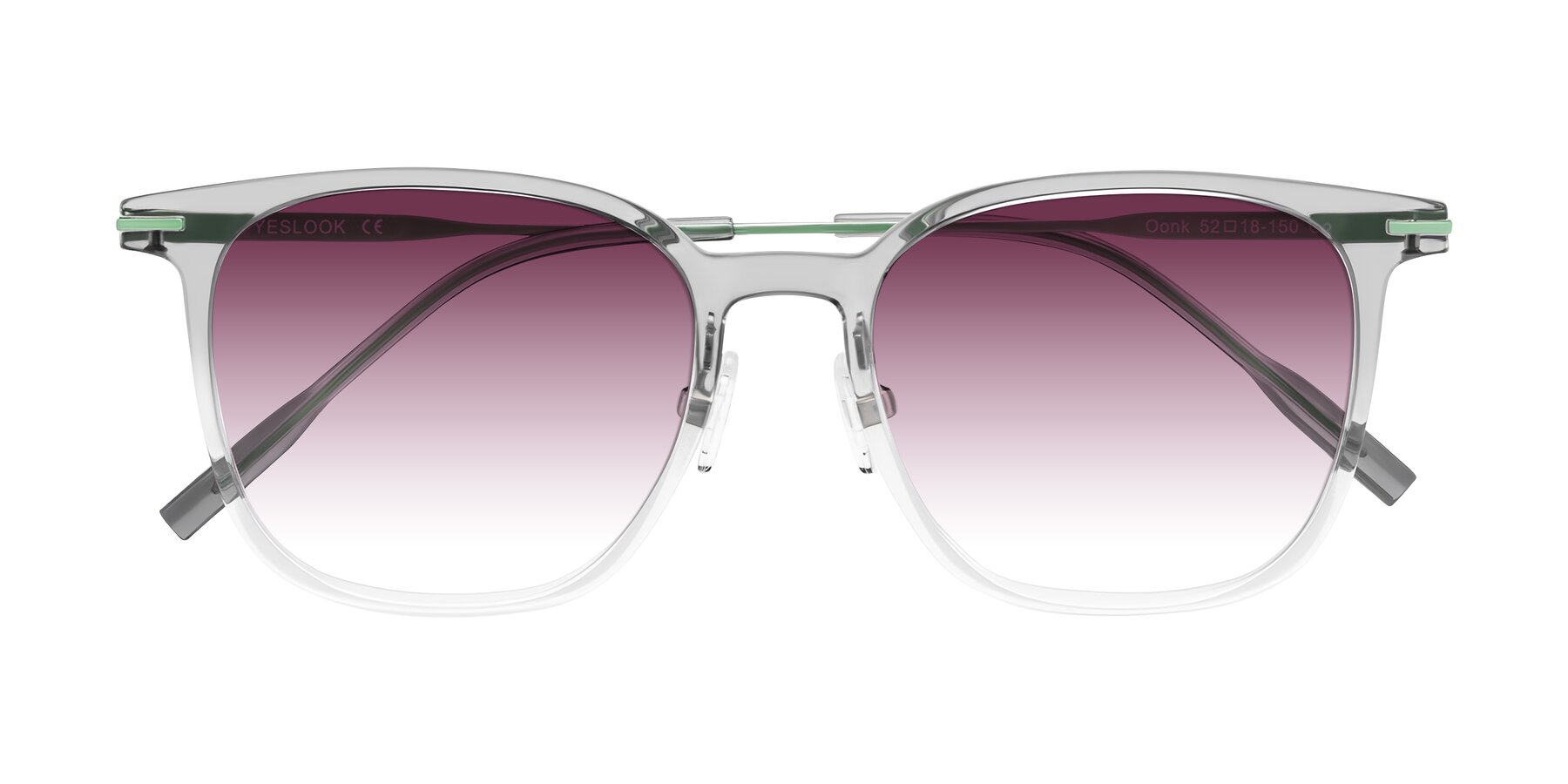Folded Front of Oonk in Gradient Light Gray/Clear with Wine Gradient Lenses