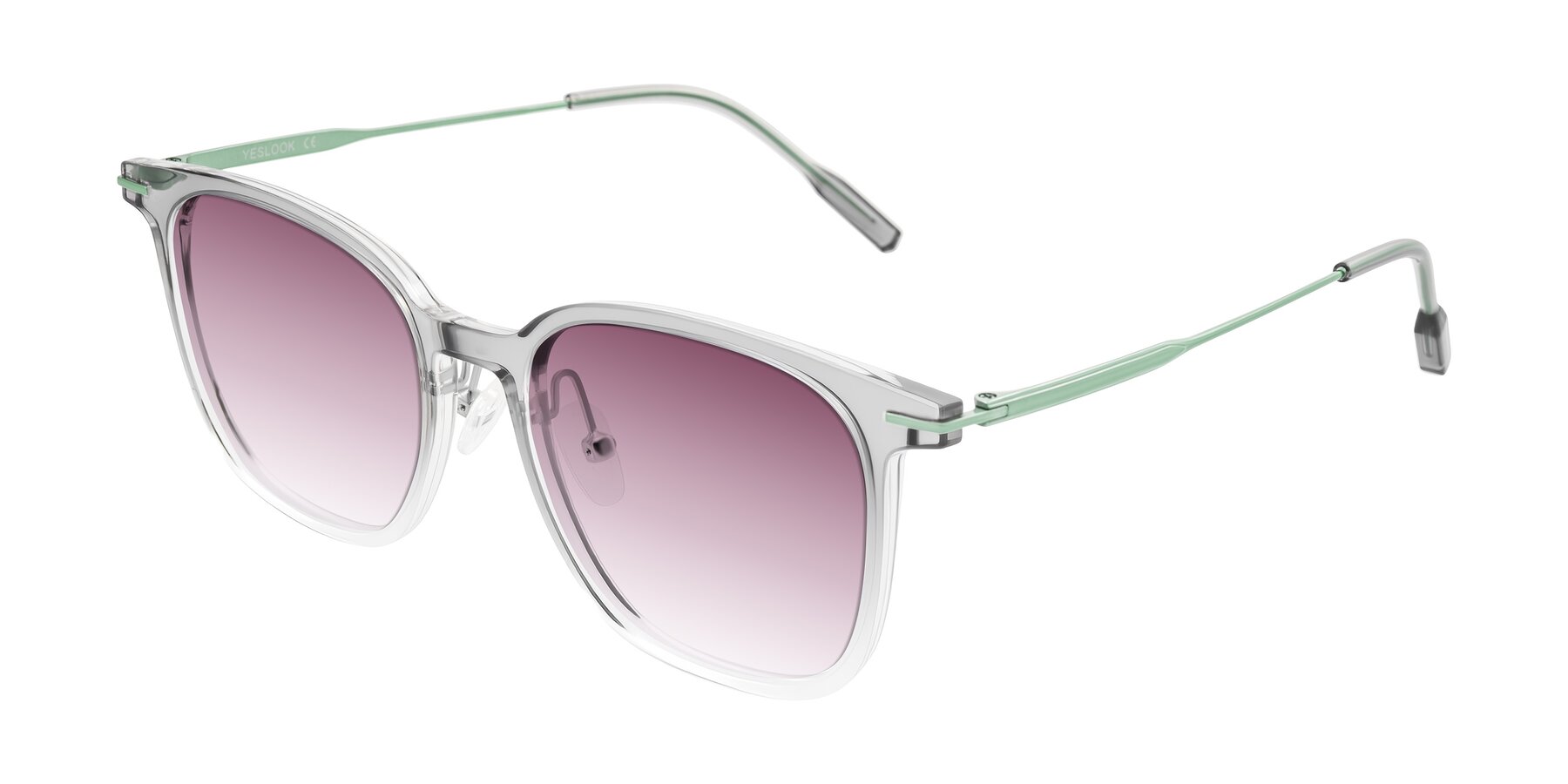 Angle of Oonk in Gradient Light Gray/Clear with Wine Gradient Lenses