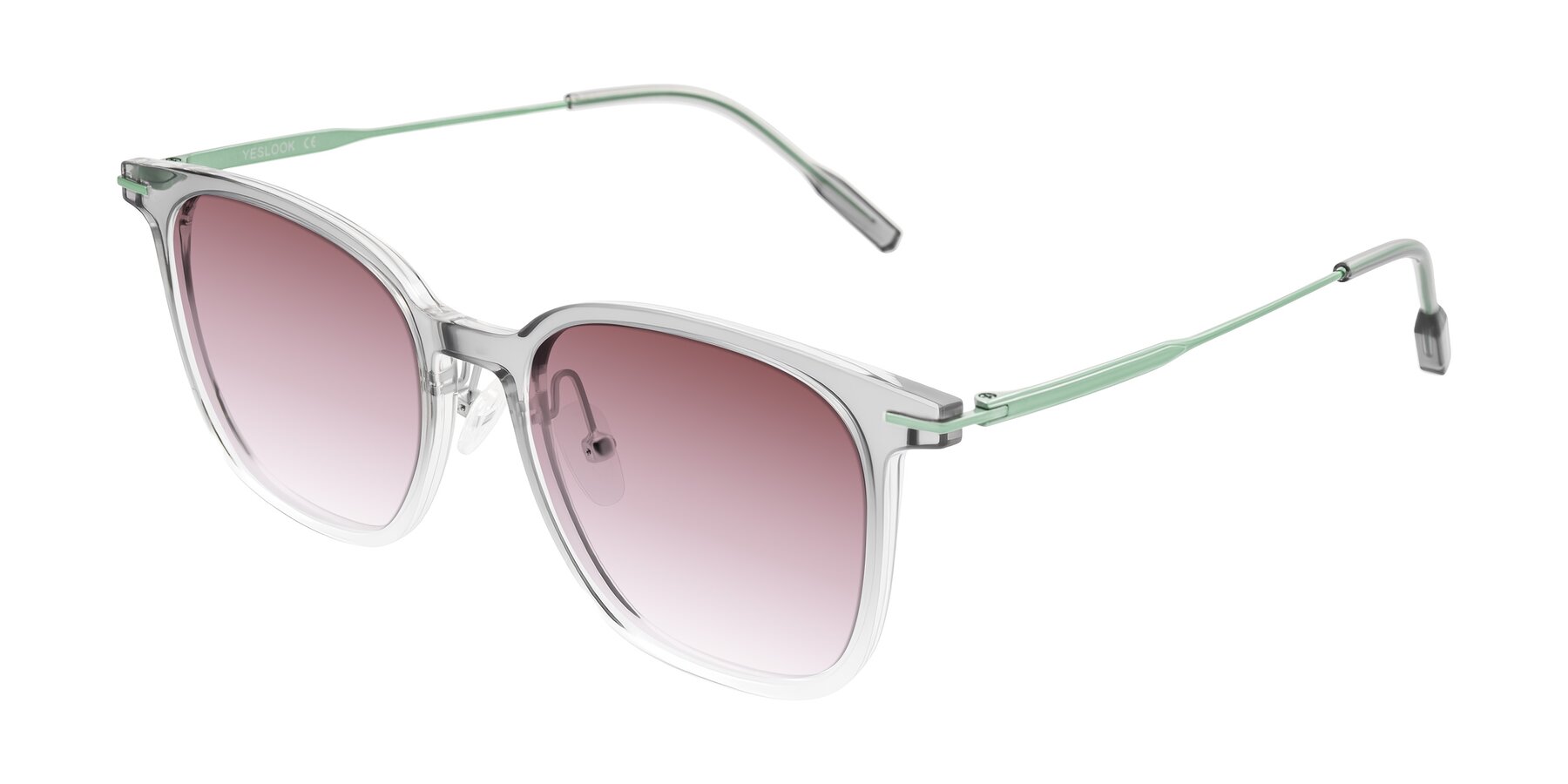Angle of Oonk in Gradient Light Gray/Clear with Garnet Gradient Lenses