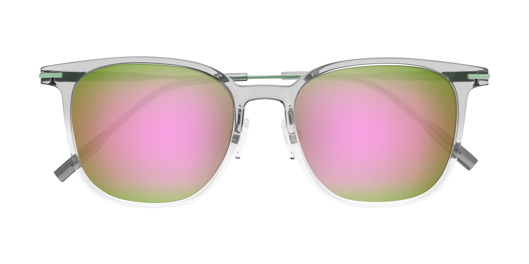 Folded Front of Oonk in Gradient Light Gray/Clear with Pink Mirrored Lenses