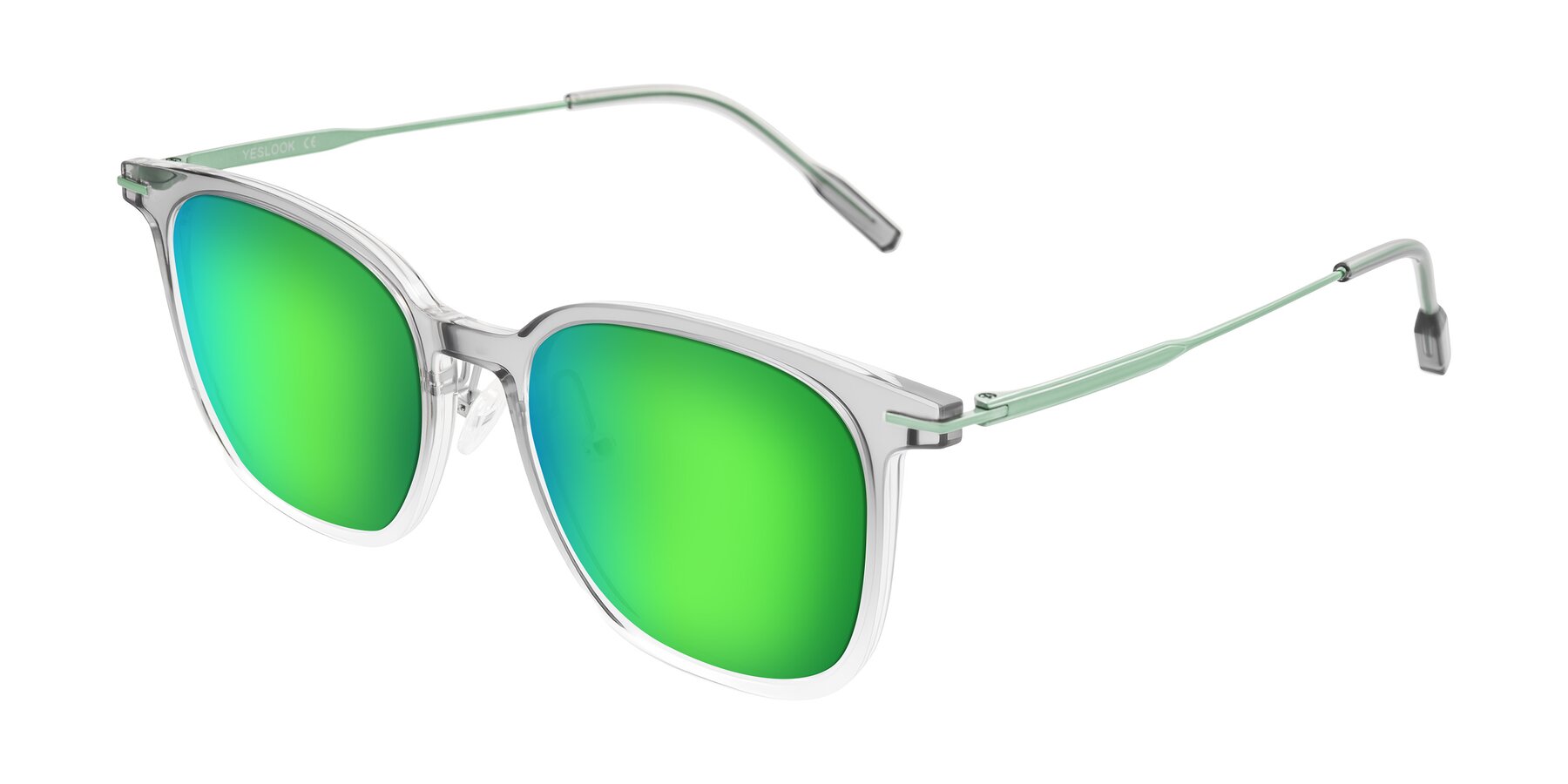 Angle of Oonk in Gradient Light Gray/Clear with Green Mirrored Lenses