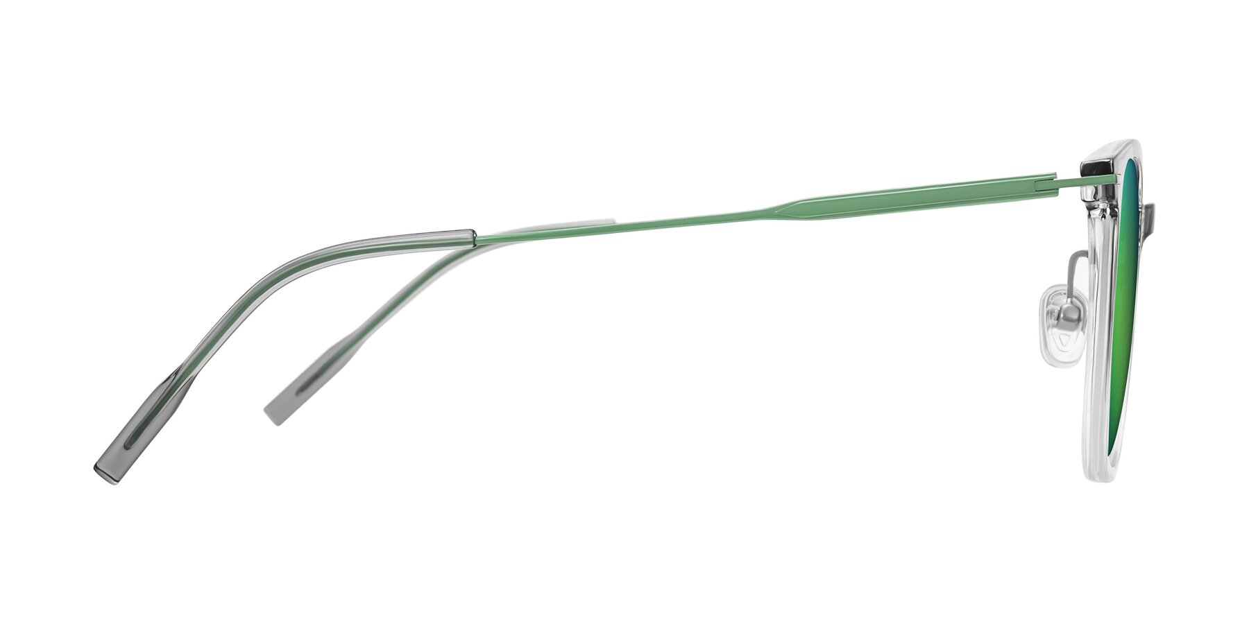 Side of Oonk in Gradient Light Gray/Clear with Green Mirrored Lenses