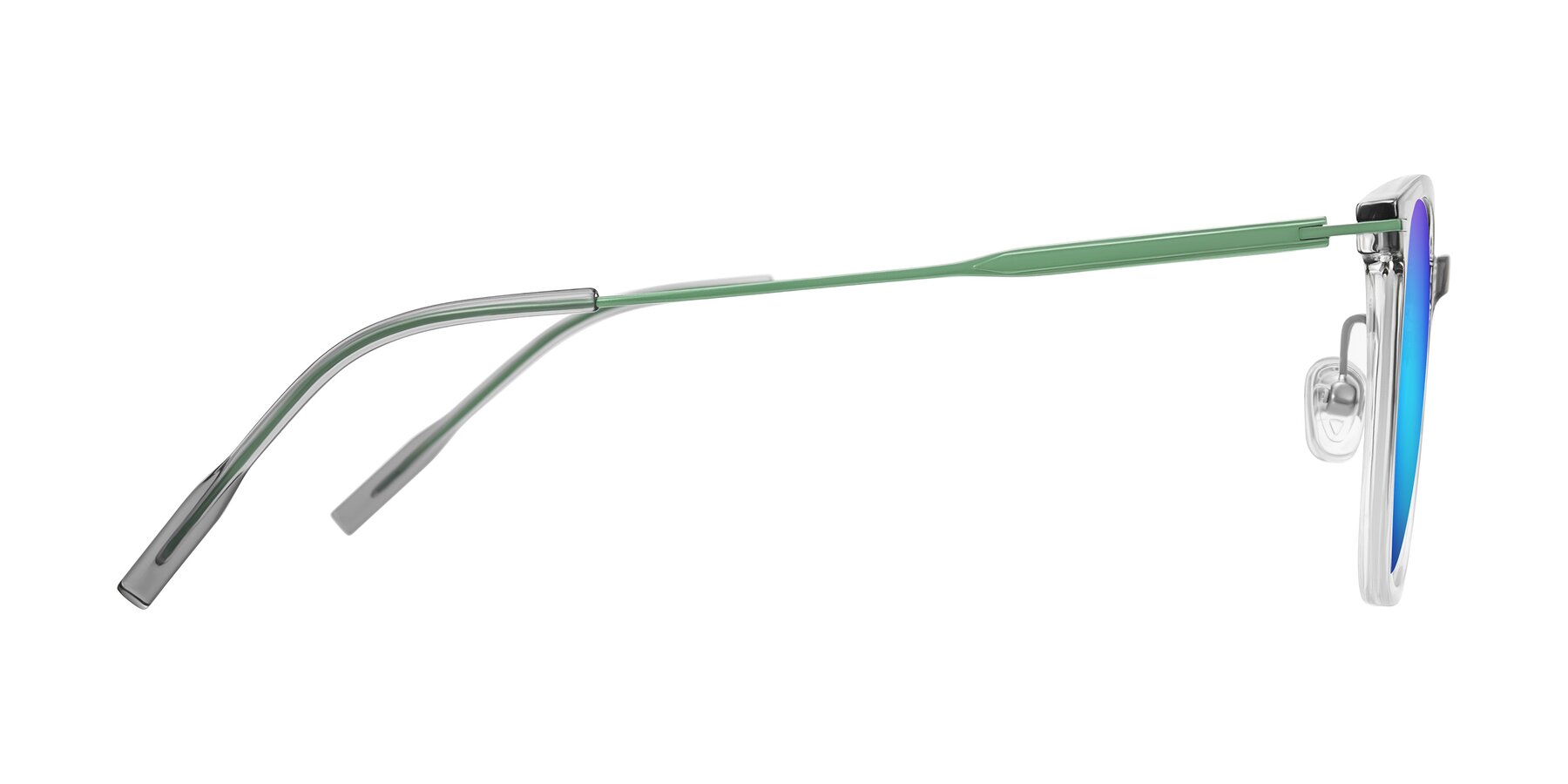 Side of Oonk in Gradient Light Gray/Clear with Blue Mirrored Lenses