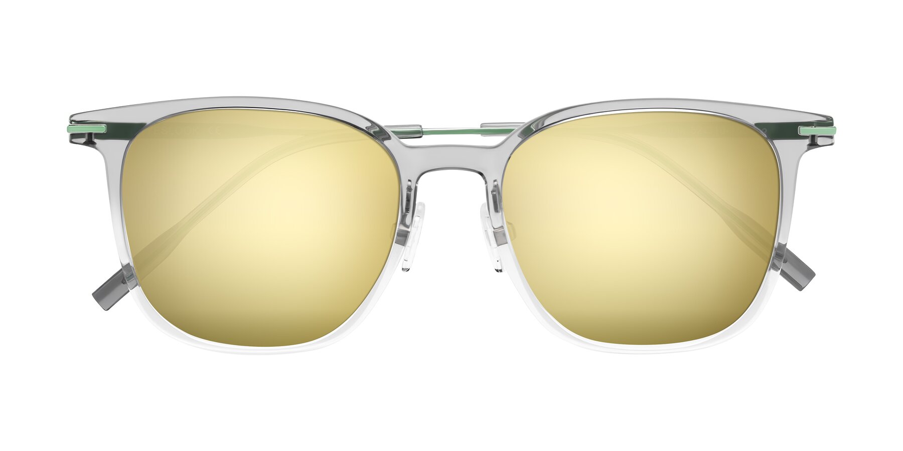 Folded Front of Oonk in Gradient Light Gray/Clear with Gold Mirrored Lenses