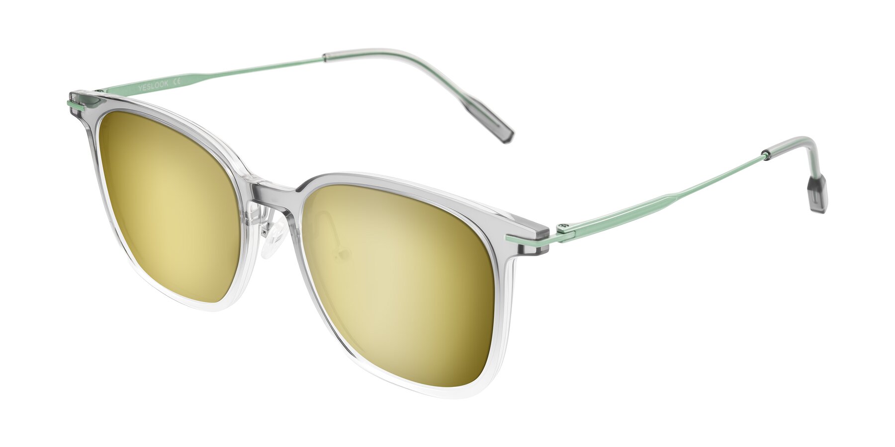 Angle of Oonk in Gradient Light Gray/Clear with Gold Mirrored Lenses