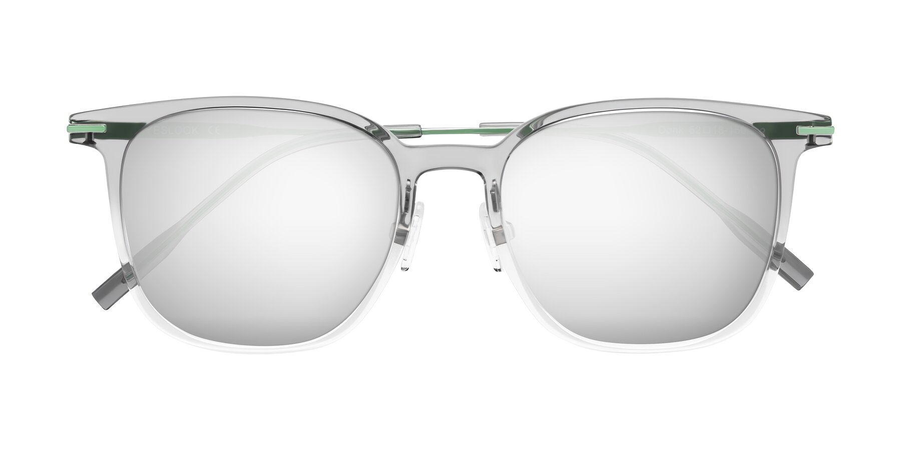 Folded Front of Oonk in Gradient Light Gray/Clear with Silver Mirrored Lenses