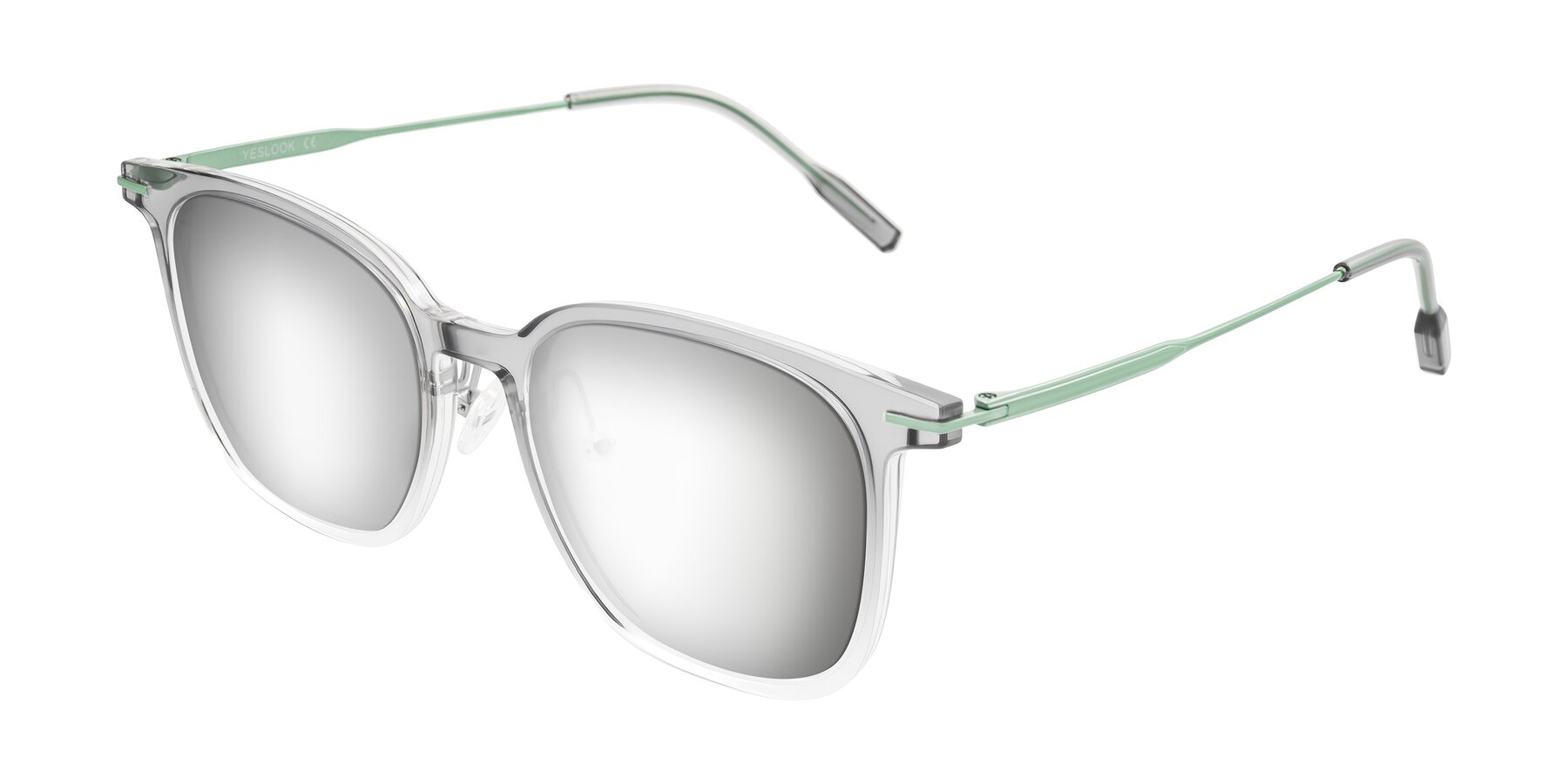 Angle of Oonk in Gradient Light Gray/Clear with Silver Mirrored Lenses
