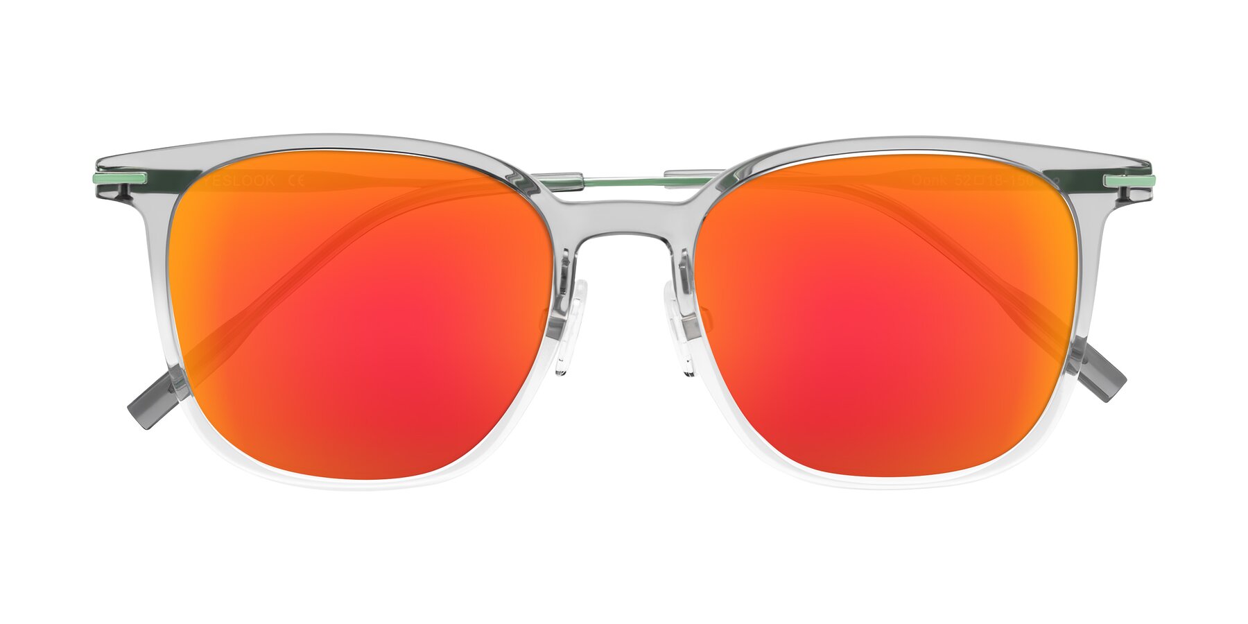 Folded Front of Oonk in Gradient Light Gray/Clear with Red Gold Mirrored Lenses