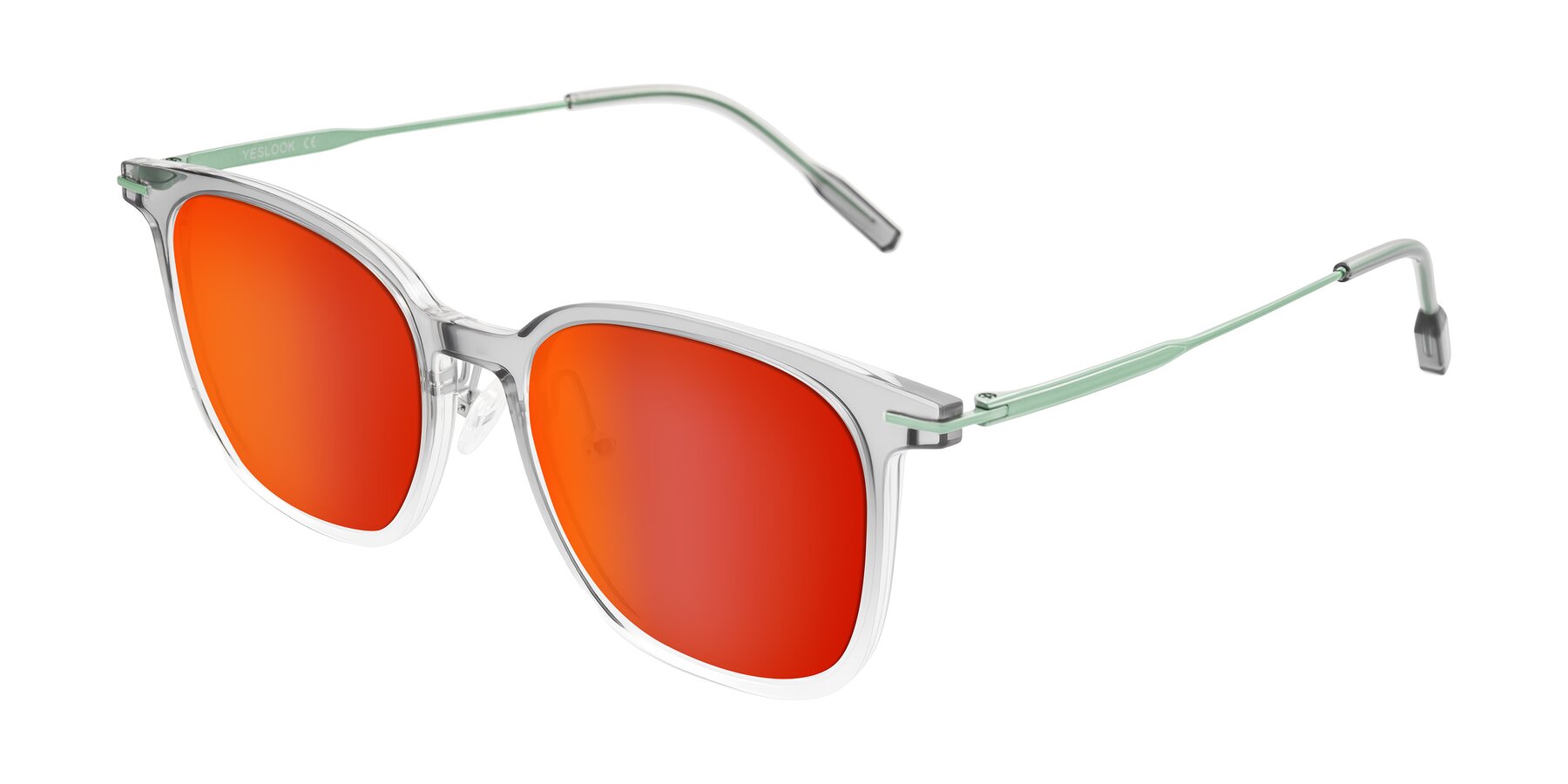Angle of Oonk in Gradient Light Gray/Clear with Red Gold Mirrored Lenses